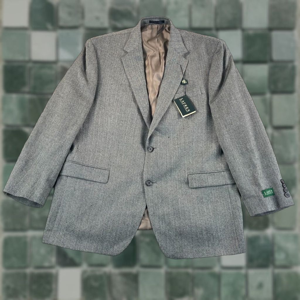 Ralph Lauren Lauren Ralph Lauren Blazer Jacket Men 46R Black White Herringbone Wool NWT Size 46R - 1 Thumbnail
