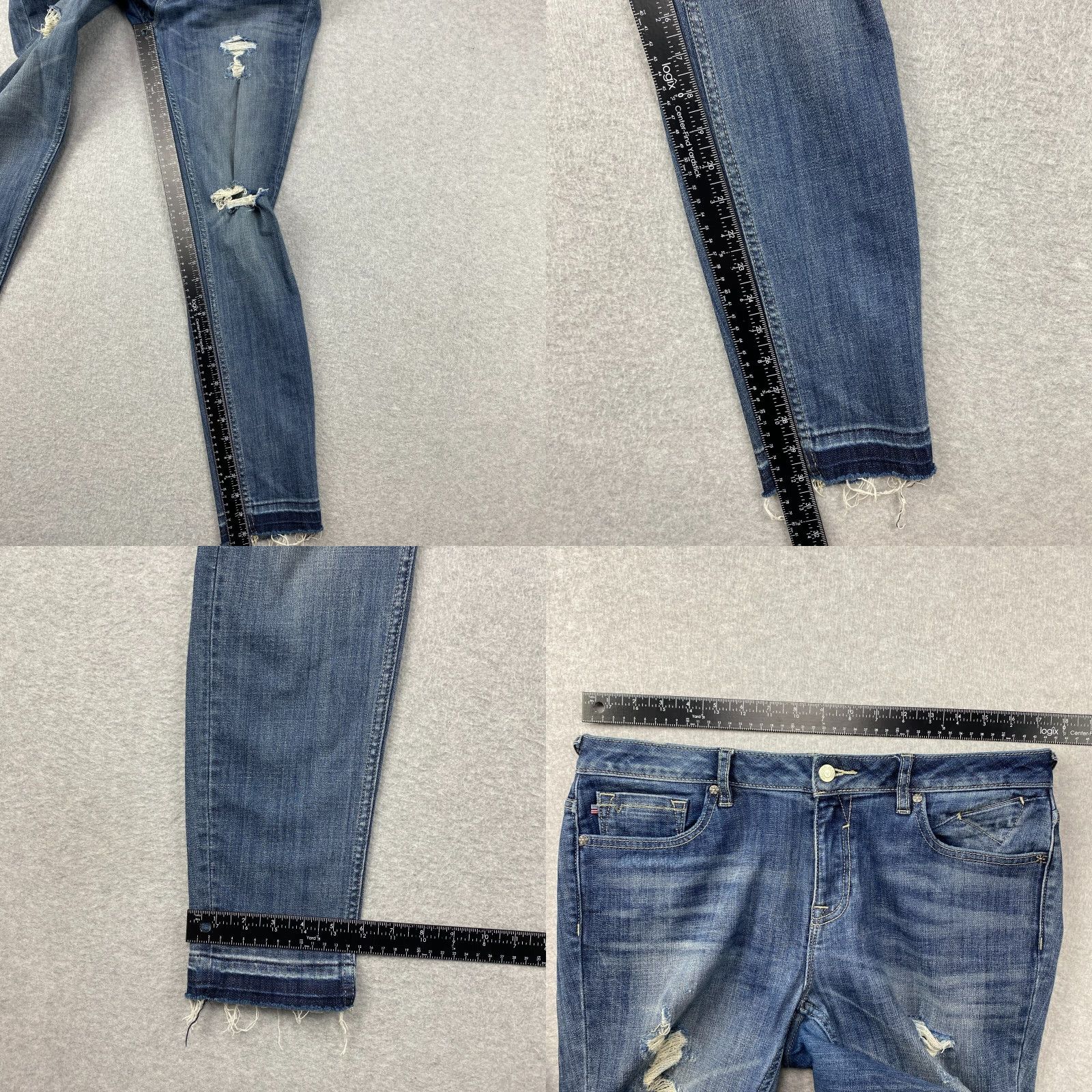 Vintage VIGOSS The Chelsea Skinny Jeans Womens 35 x 30 Blue Distressed Stretch Denim Skinny Pants Regular Blue Womens Size 24" / US 00 / IT 34 - 8 Thumbnail