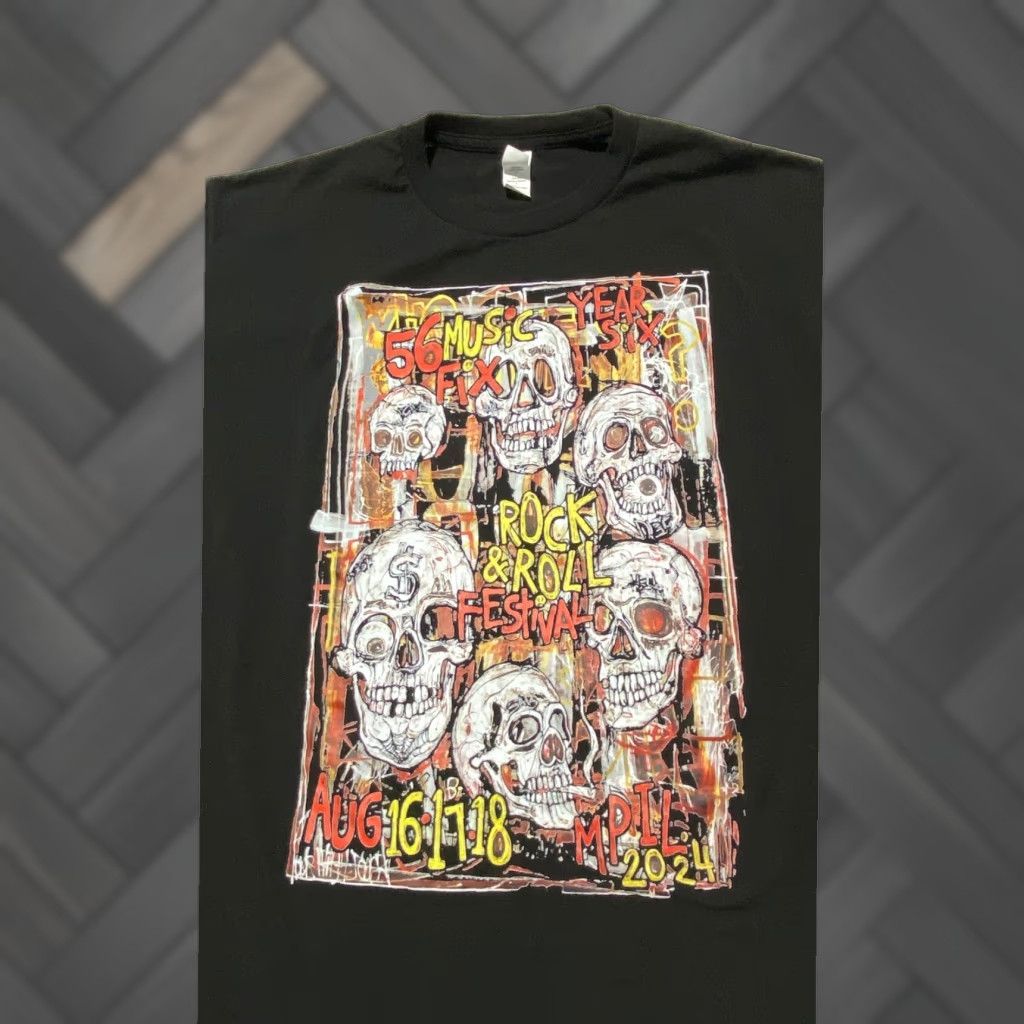 Tultex Tulttex Rock and Roll Festival Skull Graphic T Shirt Black Large Size US L / EU 52-54 / 3 - 1 Thumbnail
