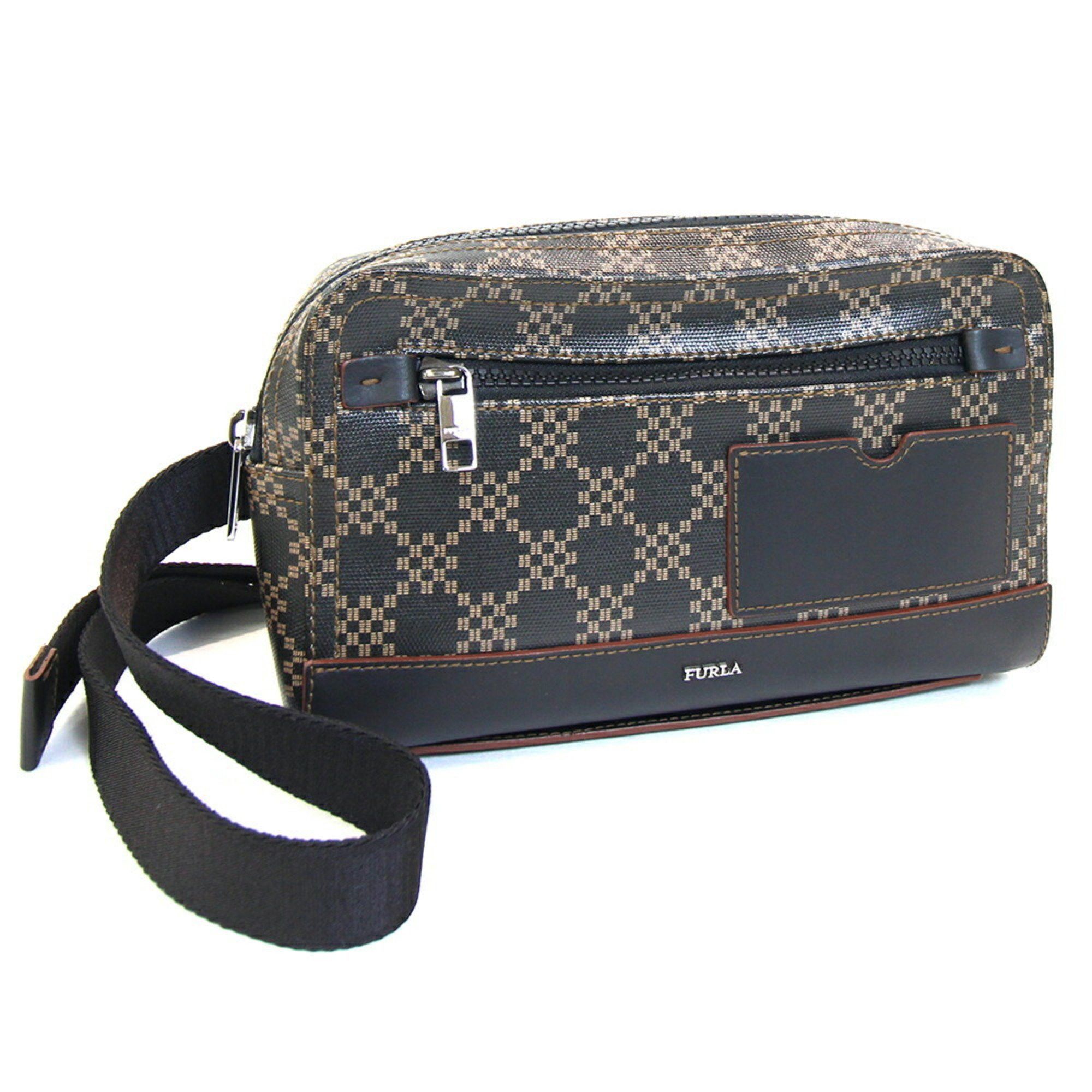 Furla FURLA Waist Bag Ulysse S 102322 Black Brown PVC Leather Belt Body Crossbody Men's Size ONE SIZE - 1 Thumbnail
