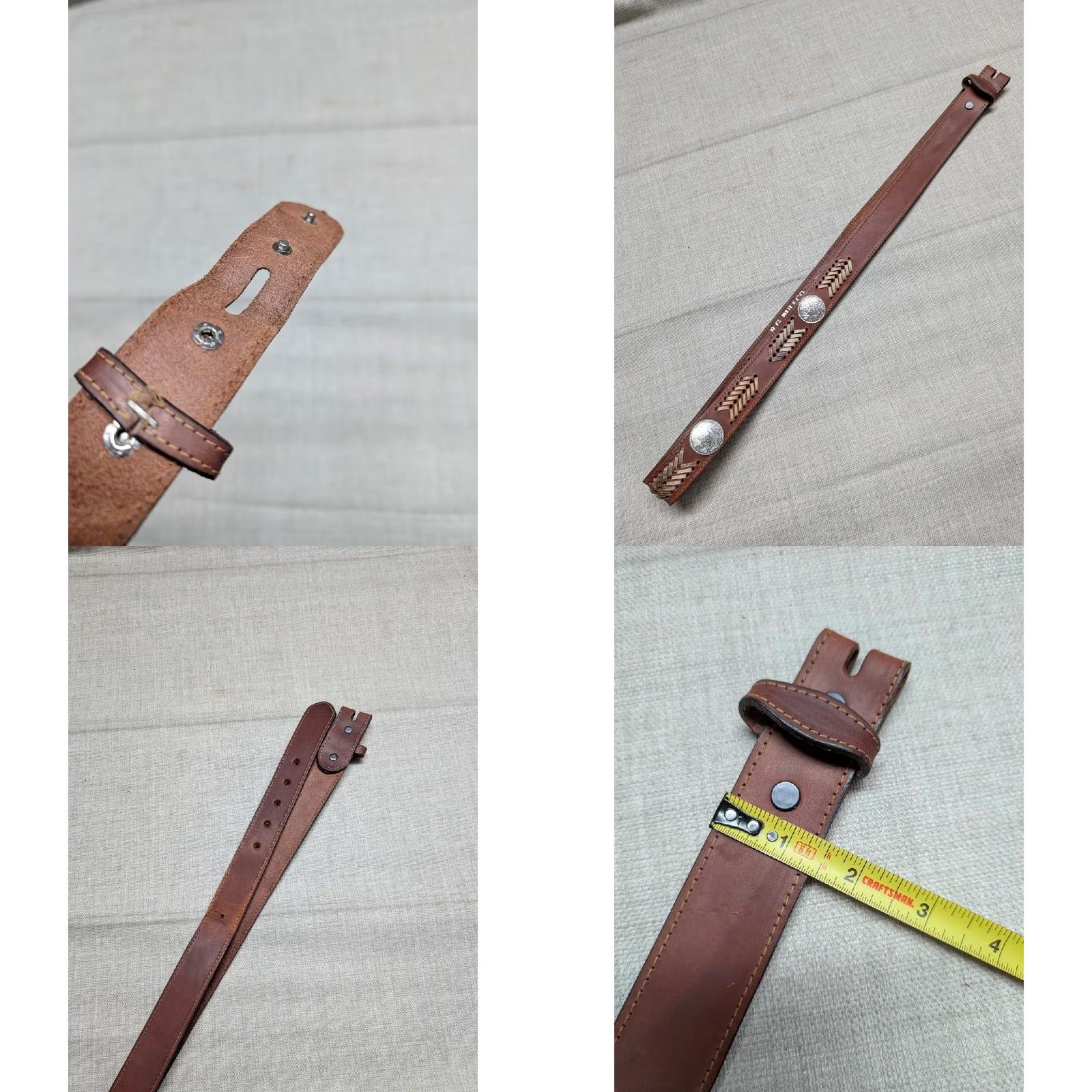 Vintage VINTAGE Bullhide Western Belt 44 Brown Concho Cowhide Leather Men Belt Size 44 - 8 Thumbnail