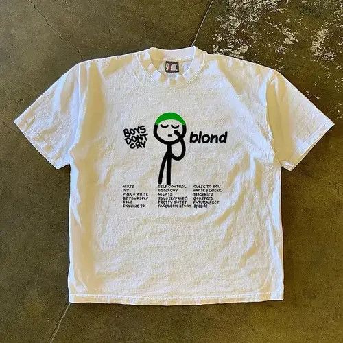 Other White casual retro boy crying pattern t-shirt Size US M / EU 48-50 / 2 - 7 Thumbnail