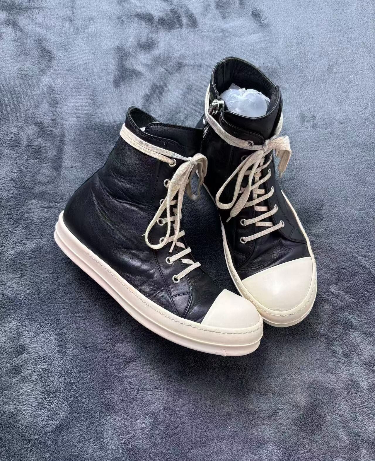 Rick Owens Rick Owens Leather Hitop Sneakers 42 Men Size US 9 / EU 42 - 1 Thumbnail