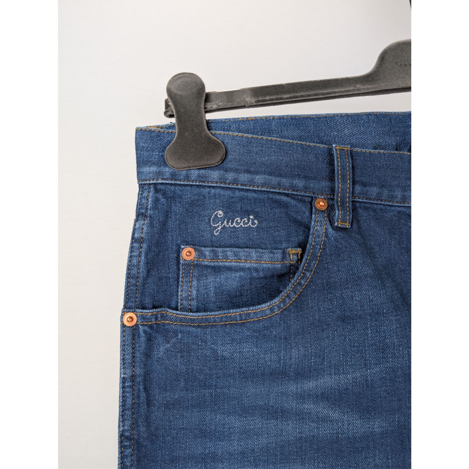 Gucci o1rshd1 Tapered Pant 5 Pocket Washed Stretch Denim Jean Size US 33 - 6 Thumbnail