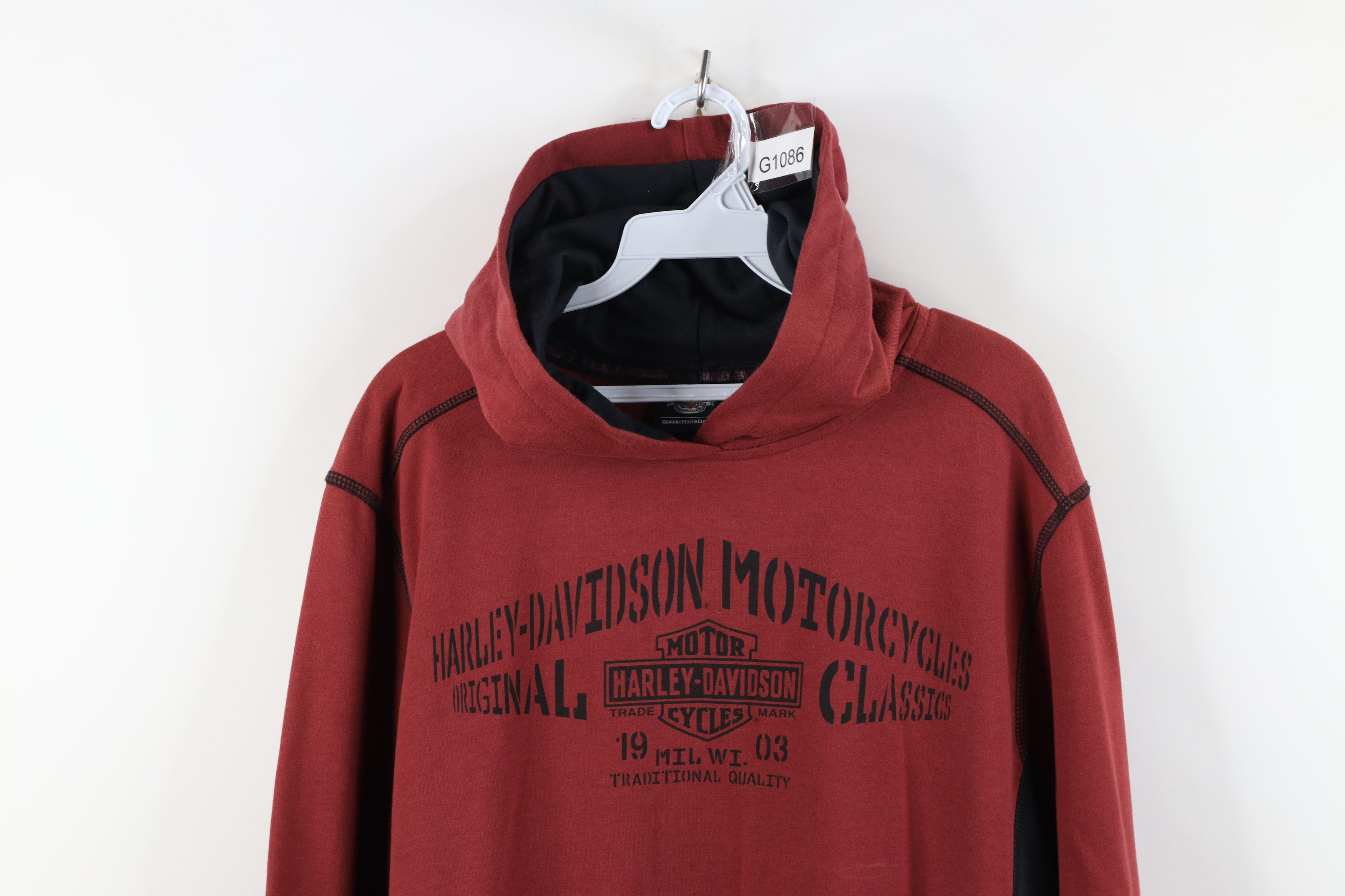 Harley Davidson Vintage Y2K Harley Davidson French Terry Hoodie Red Size US M / EU 48-50 / 2 - 2 Thumbnail