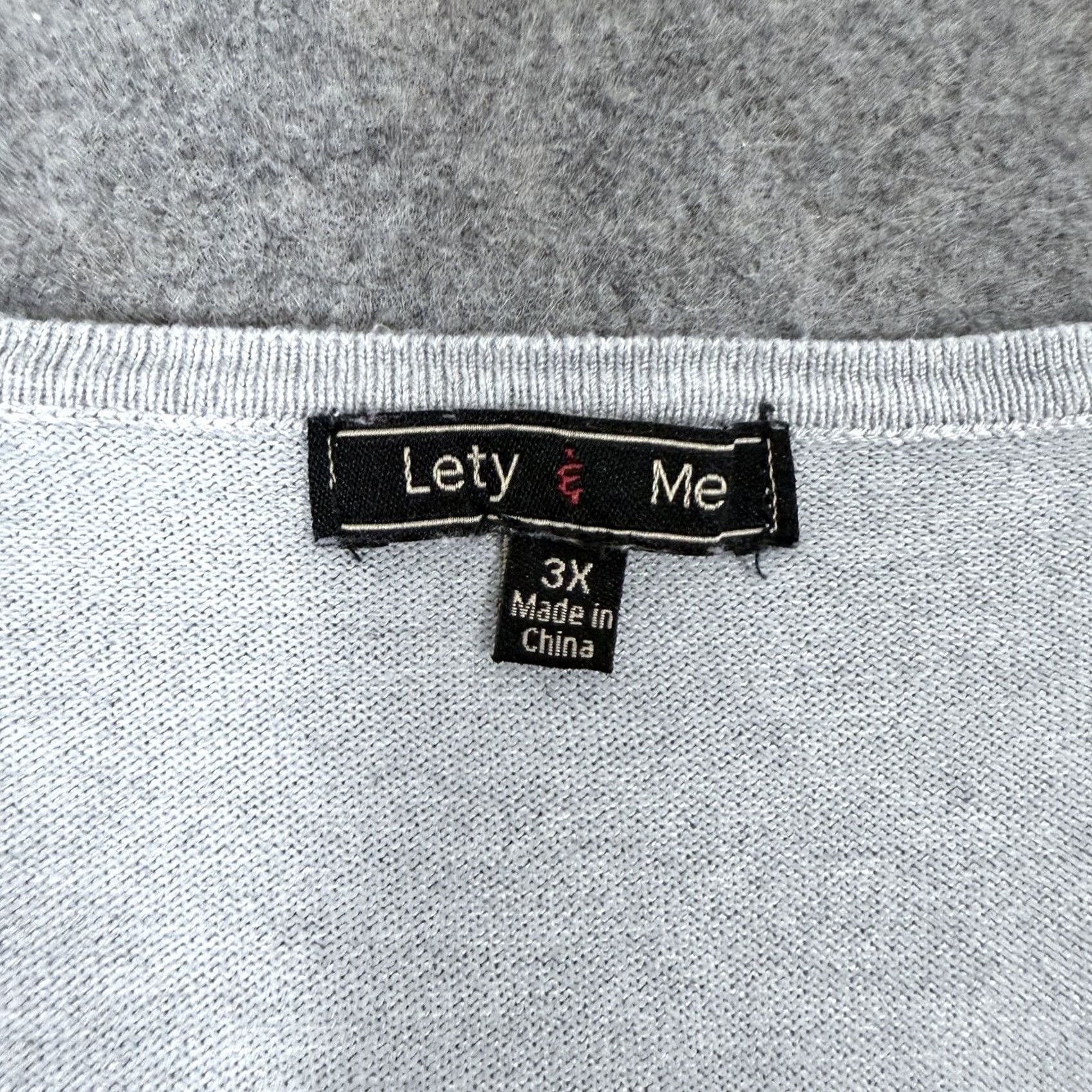 Vintage Lety & Me 3/4 Sleeve V-Neckline Casual Oversize Top Fits Women's Size 3X Gray Size XXL / US 16-18 / IT 52-54 - 3 Thumbnail