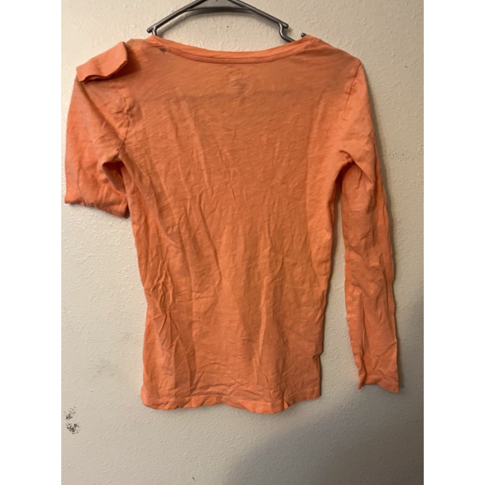 J.Crew J.Crew T-Shirt Long Sleeve V-Neck Slub Cotton Featherweight XXS Orange Womens Size XXS / US 00 / IT 34 - 3 Thumbnail