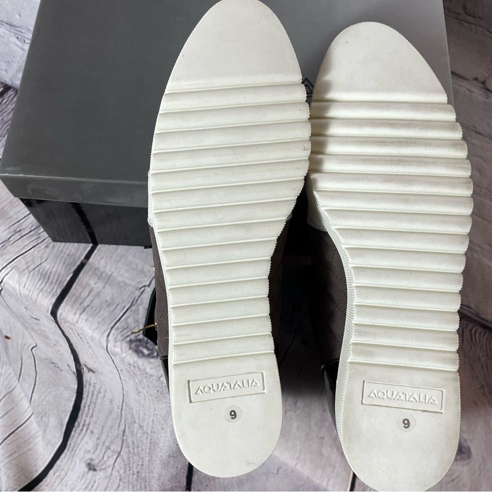 New Aquatalia Leather Adine Brown White Hi Top Sneakers Siz