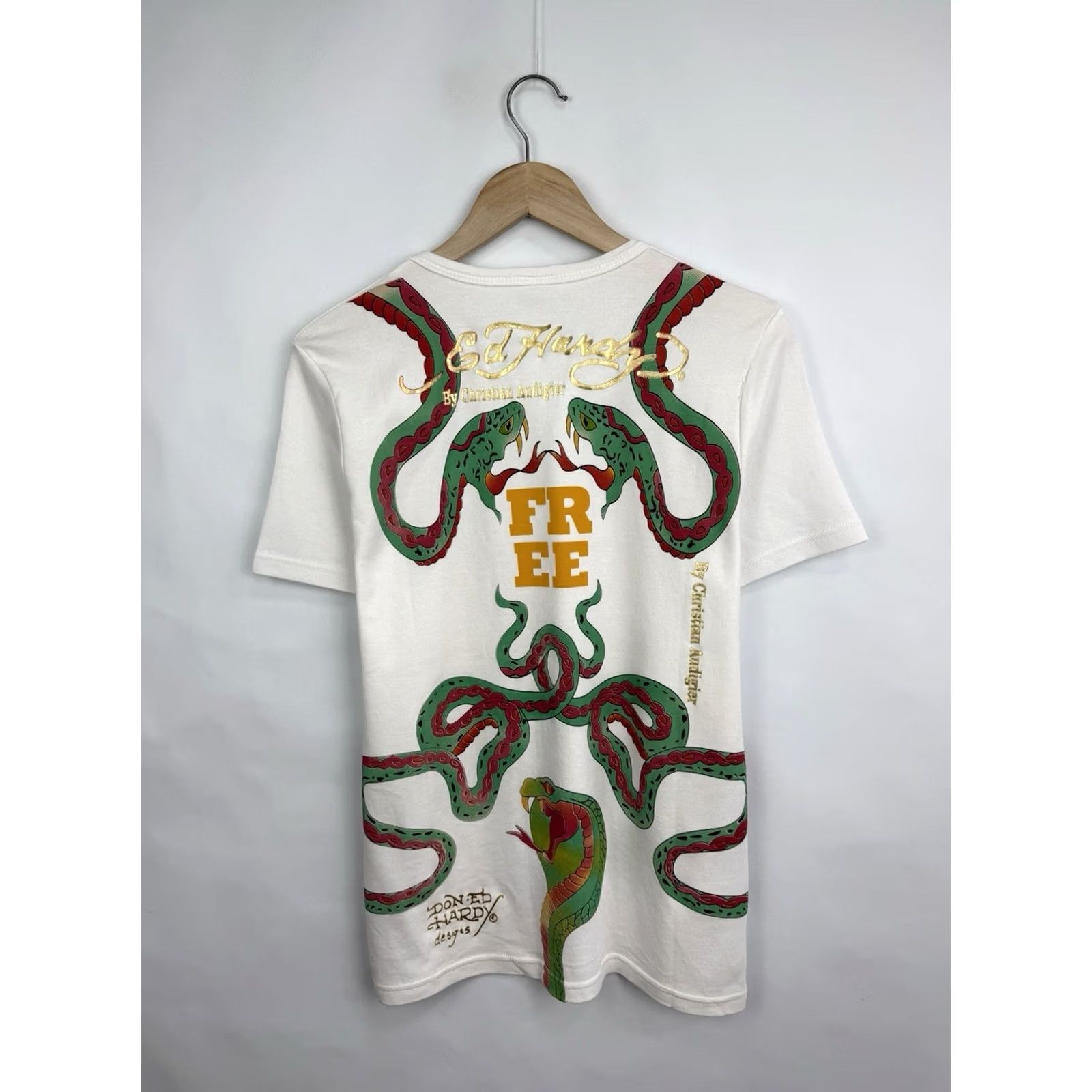 Ed Hardy VINTAGE Ed Hardy Snake Rhinestone T-Shirt Mens M White US Made AKA Christian Audigier Tee Size US M / EU 48-50 / 2 - 7 Thumbnail
