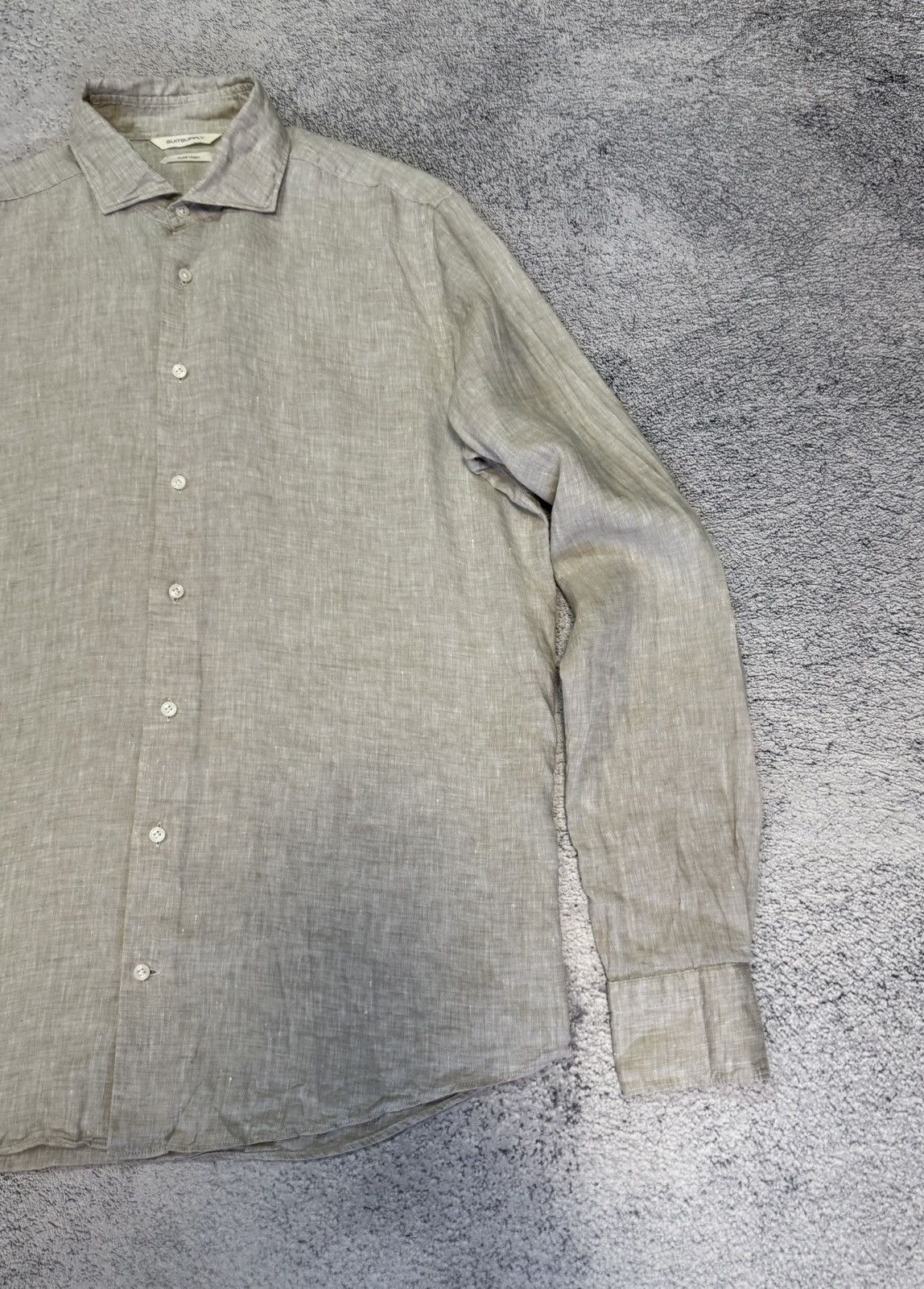 Suitsupply Suitsupply Linen Shirt Mens L Slim Fit Beige Italian Fabric Size US L / EU 52-54 / 3 - 3 Thumbnail