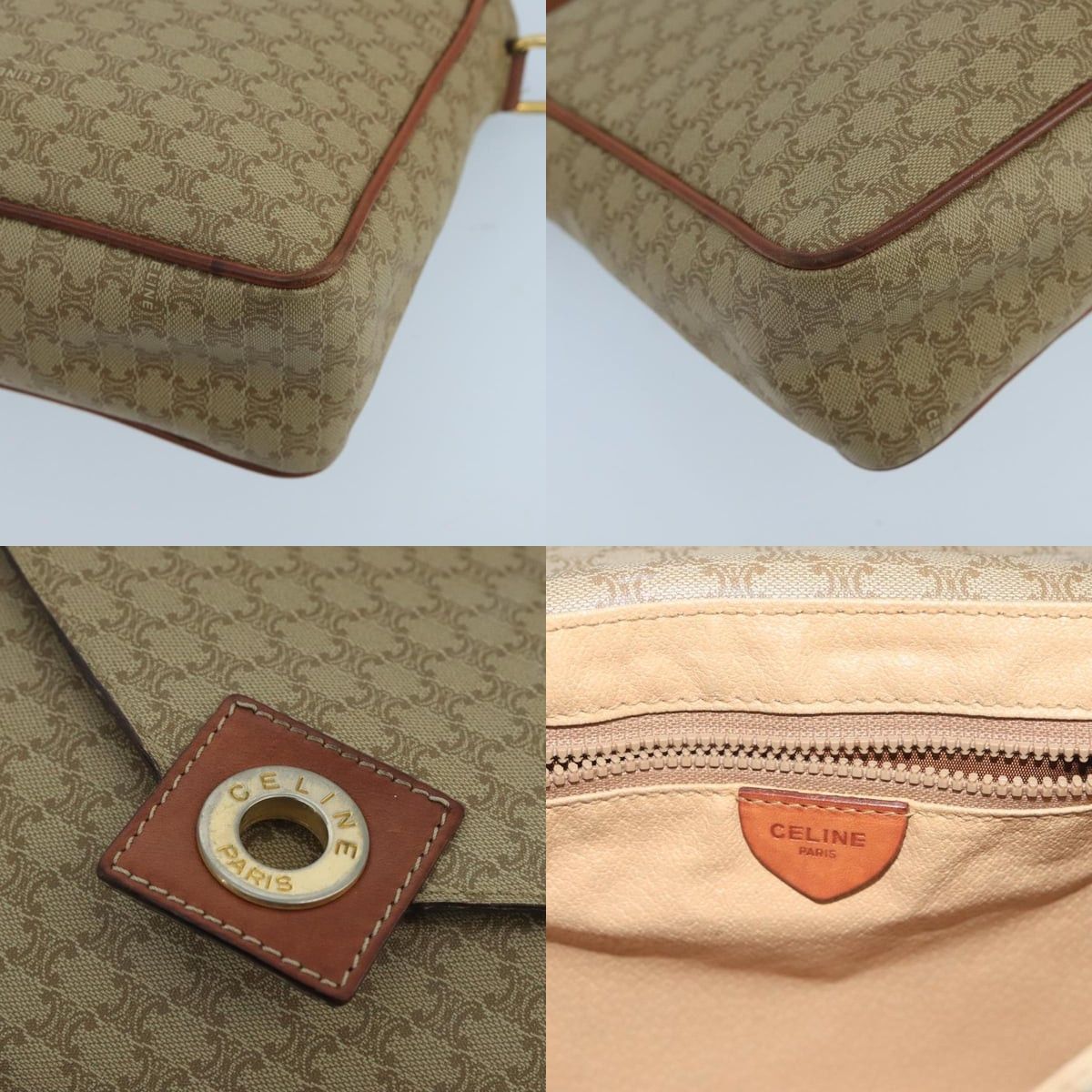 Celine CELINE Macadam Canvas Shoulder Bag Beige Gold Size ONE SIZE - 11 Thumbnail