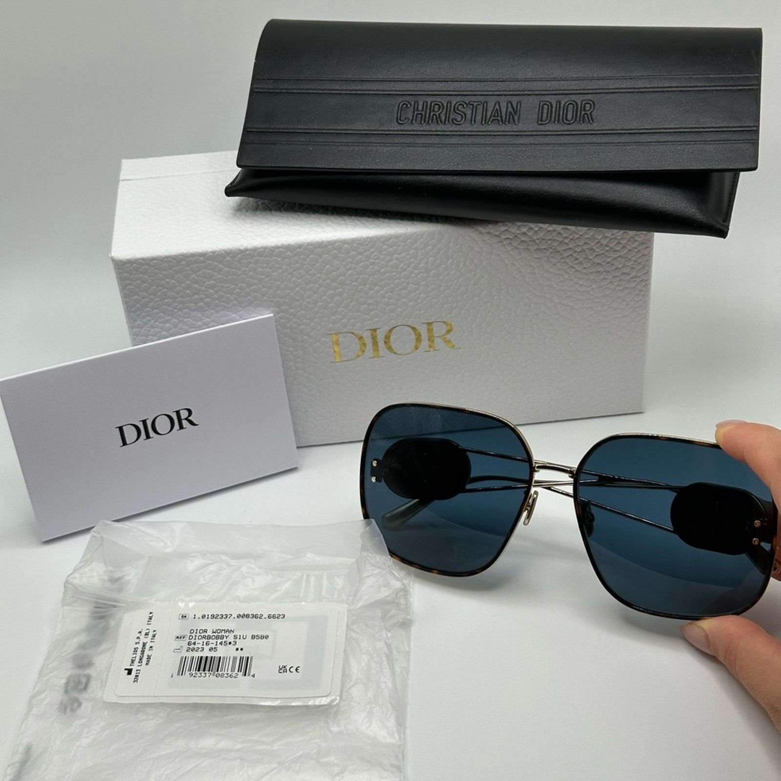 Dior NEW DIOR BOBBY S1U B5B0 Gold Havana/Blue Women Sunglasses Size ONE SIZE - 12 Thumbnail