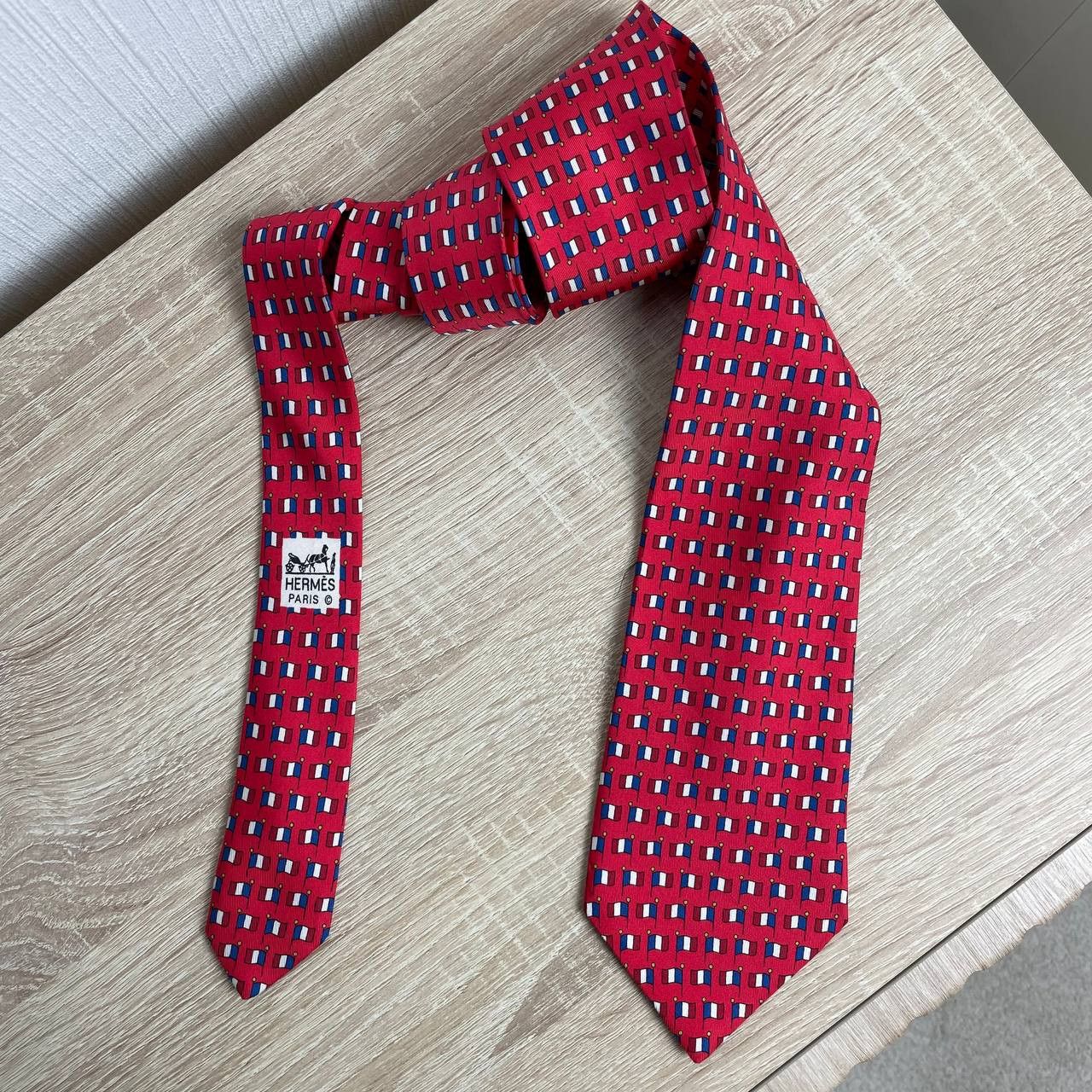 Hermes Hermes Paris Silk Tie 7142 FA France Flag Red Size ONE SIZE - 2 Thumbnail