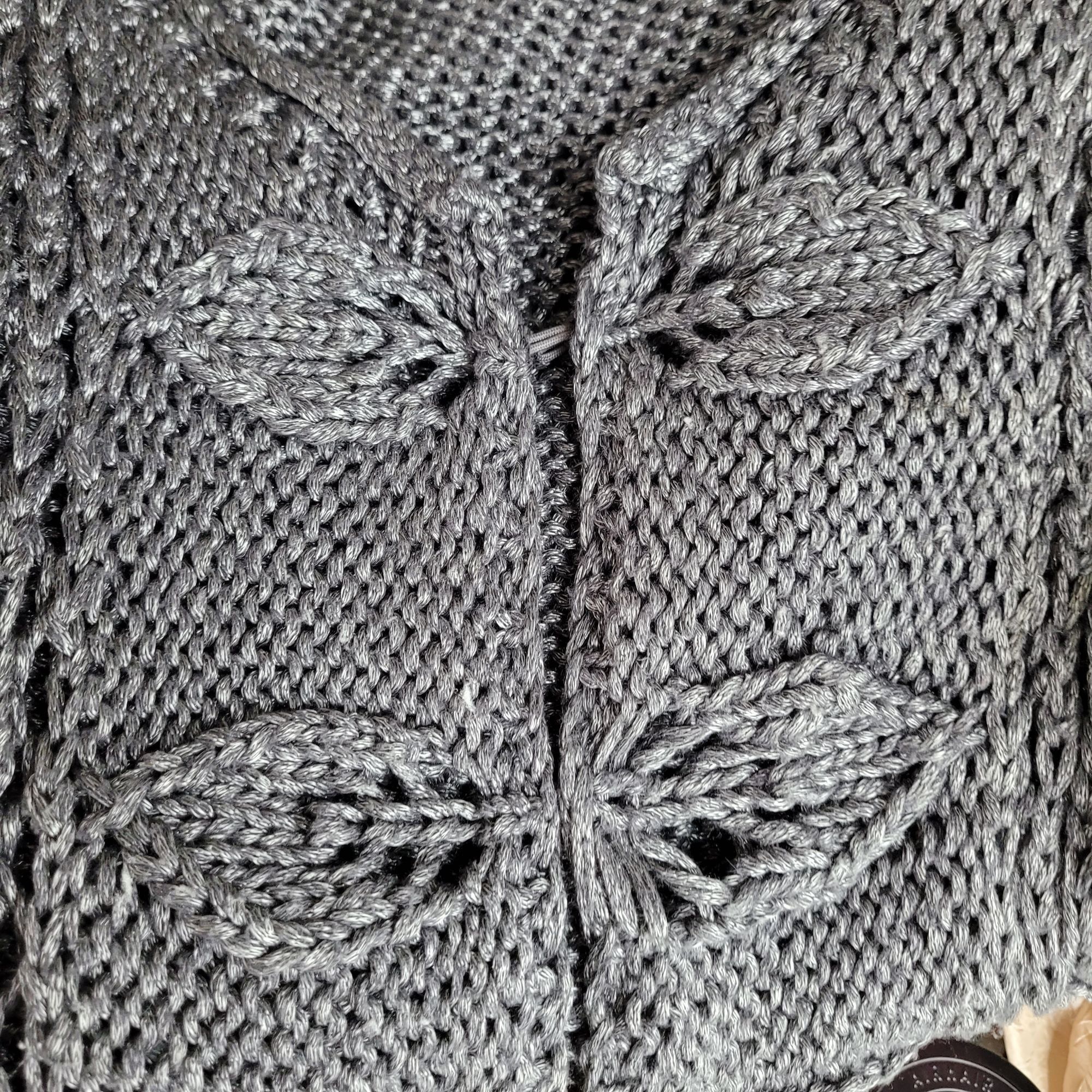 Vintage Vtg Chico's Longline Cardigan Duster Sz L Knit Metallic Gra Size L / US 10 / IT 46 - 3 Thumbnail