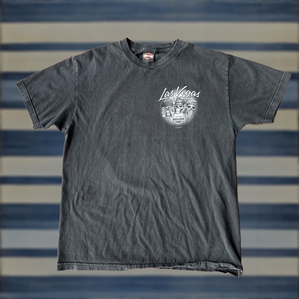 Harley Davidson VINTAGE Harley-Davidson T-Shirt Skull Skeleton Poker Crew Neck Short Sleeve Mens Large Black XL XXL? Size US XL / EU 56 / 4 - 1 Thumbnail
