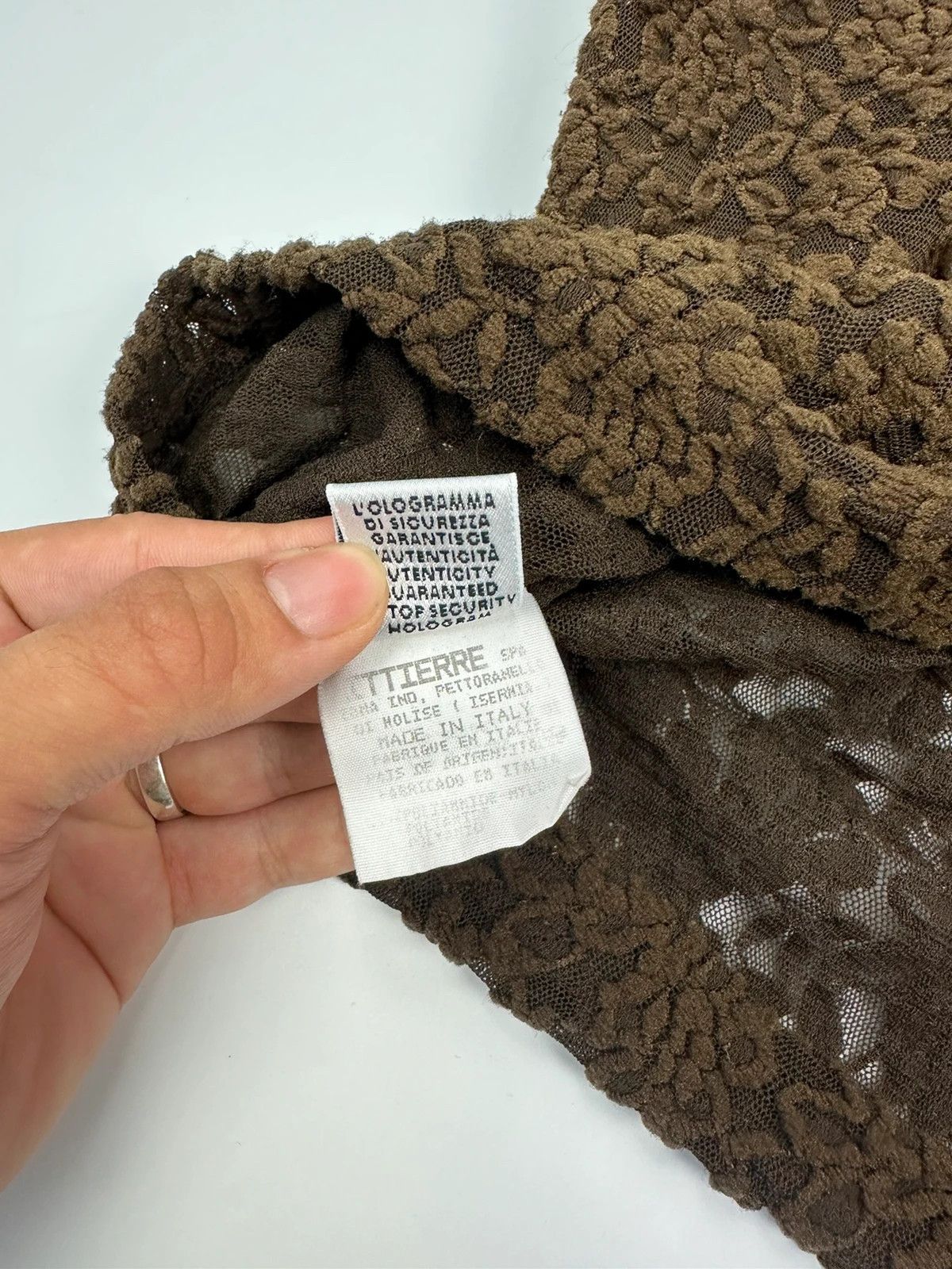 Dolce & Gabbana Dolce & Gabbana 90’s Laces Mesh Khaki Brown Flowers Tee Size L / US 10 / IT 46 - 11 Thumbnail