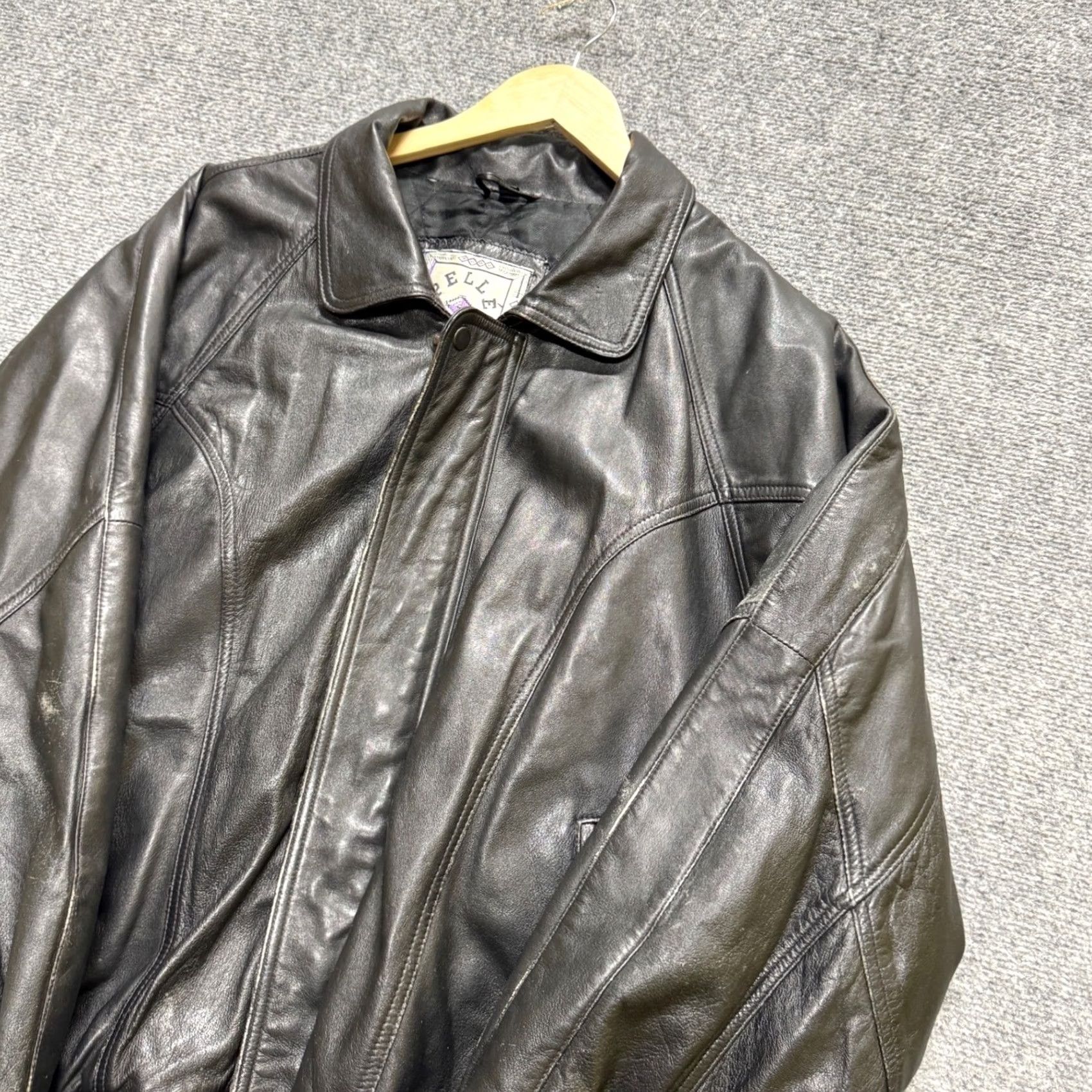 Pelle Pelle VTG Pelle Uomo Leather Jacket Mens XL Quilted Lined Full Zip Biker Grunge Jacket Black Leather Bomber Mens XL Size US XL / EU 56 / 4 - 2 Thumbnail