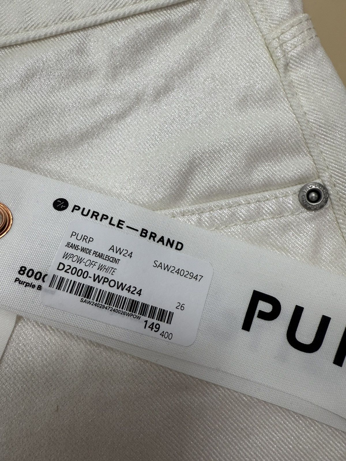 Other Purple Brand Pearlescent off white Jeans Size 26" / US 2 / IT 38 - 3 Thumbnail