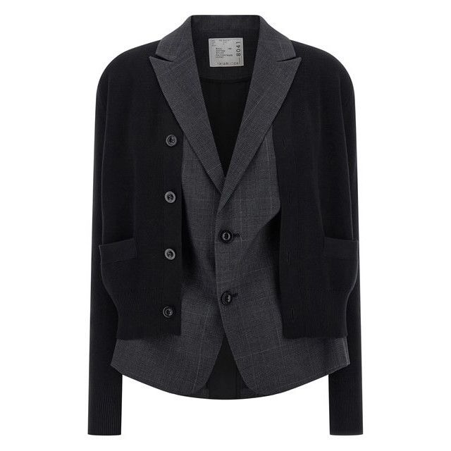 Sacai SACAI Black Wool Double Layer Jacket New & Authentic (Women' Size ONE SIZE - 1 Thumbnail