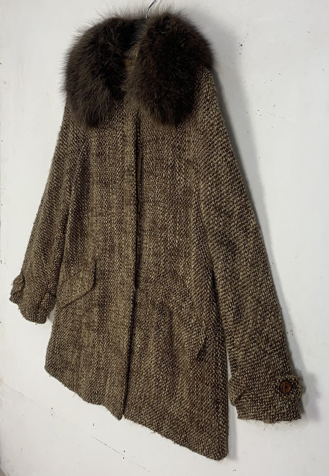 Fendi Fendi Italian Luxury vVintage Brown Tweed Wool Coat Fur Size L / US 10 / IT 46 - 5 Thumbnail