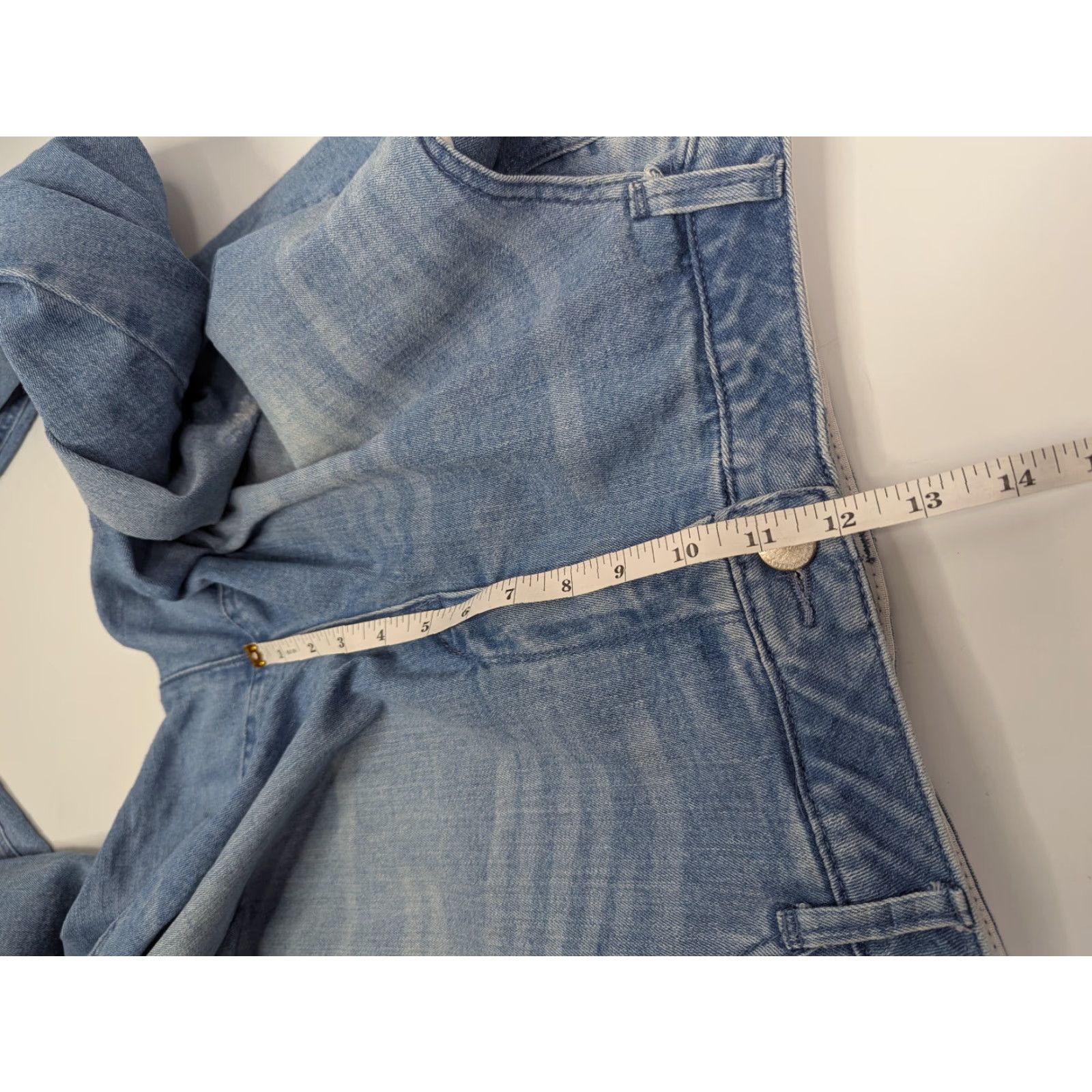 Vintage Democracy Jeans Women 20W Blue Denim Cropped Elastic Waist High Rise Plus Size 20W City Flower Preppy Button Zip Logo Zipper Size 42" / US 20 - 7 Thumbnail
