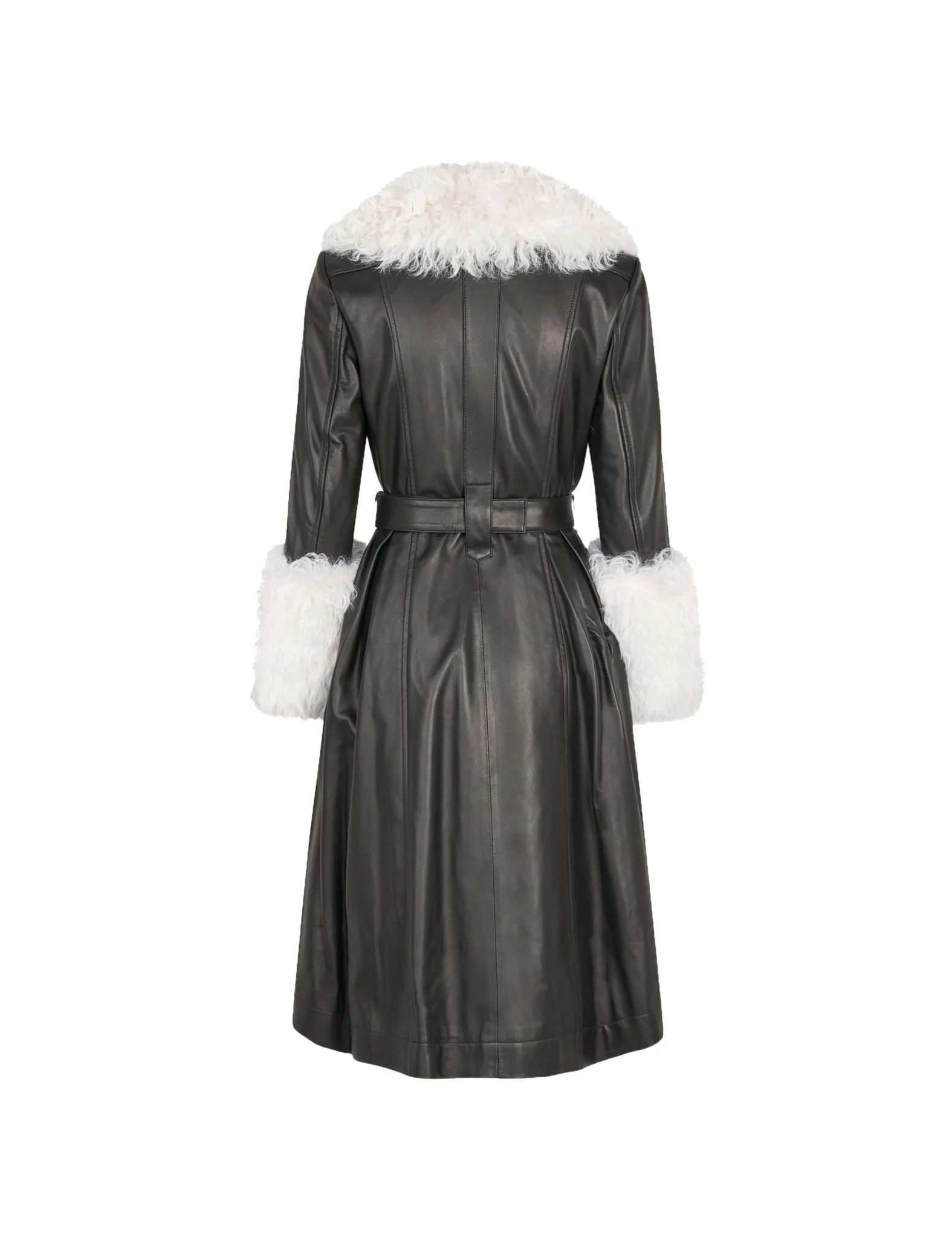 Saks Potts o1s22i1n0924 Foxy Leather Shearling Long Coat in Black Size M / US 6-8 / IT 42-44 - 2 Thumbnail