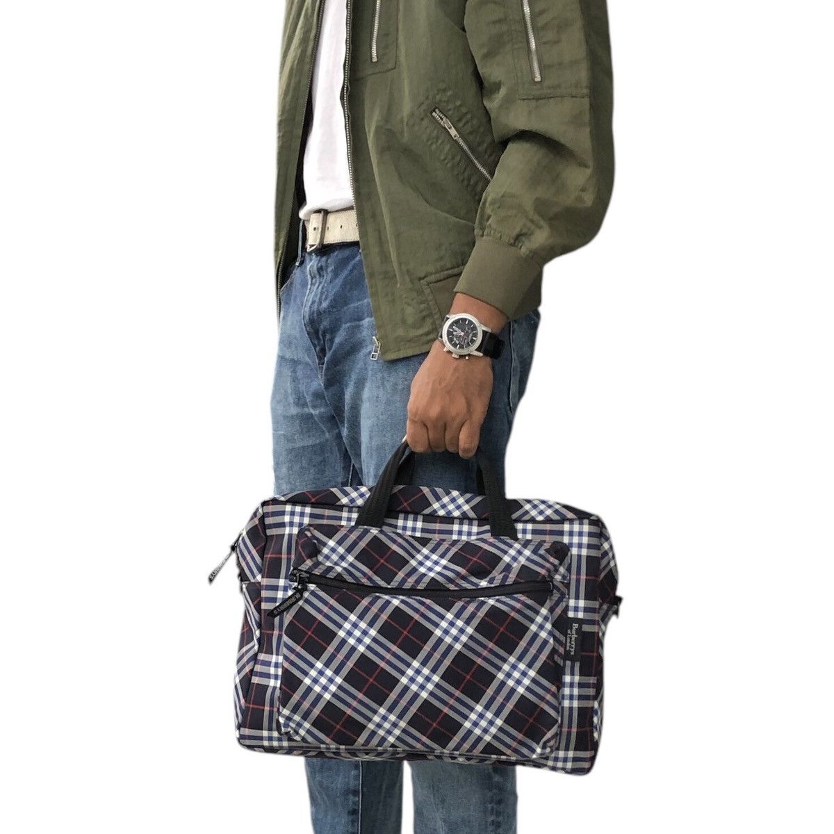 Burberry Vintages BURBERRYS Blue Novachecks Business Document Bag Size ONE SIZE - 1 Thumbnail