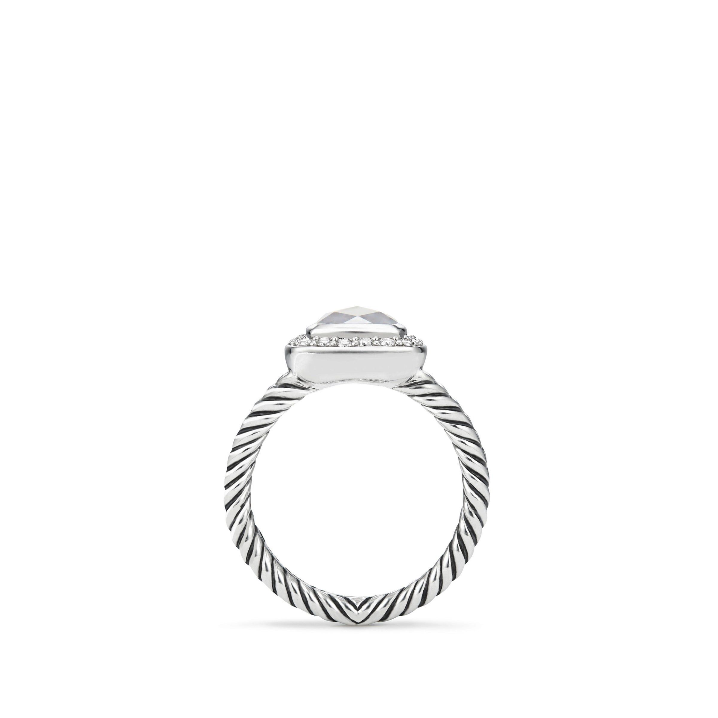 David Yurman o1w1db10325 Petite Albion Ring in Silver White Topaz Size ONE SIZE - 1 Thumbnail