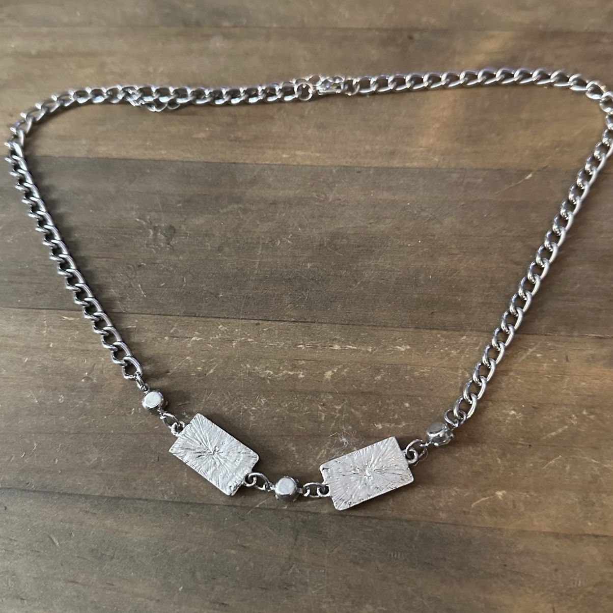 Other Silver tone rhinestone rectangular links necklace Size ONE SIZE - 4 Thumbnail