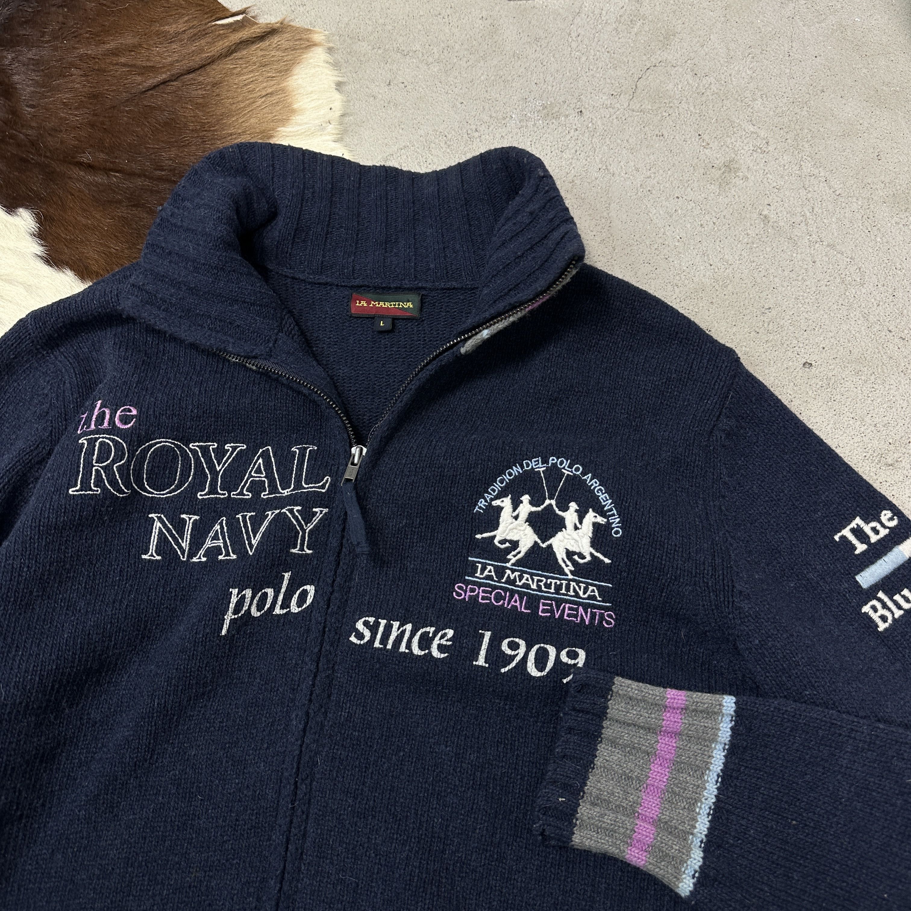 La Martina Vintage Woolen Streetwear La Martina Polo Zip Sweater Y2K Size US L / EU 52-54 / 3 - 3 Thumbnail
