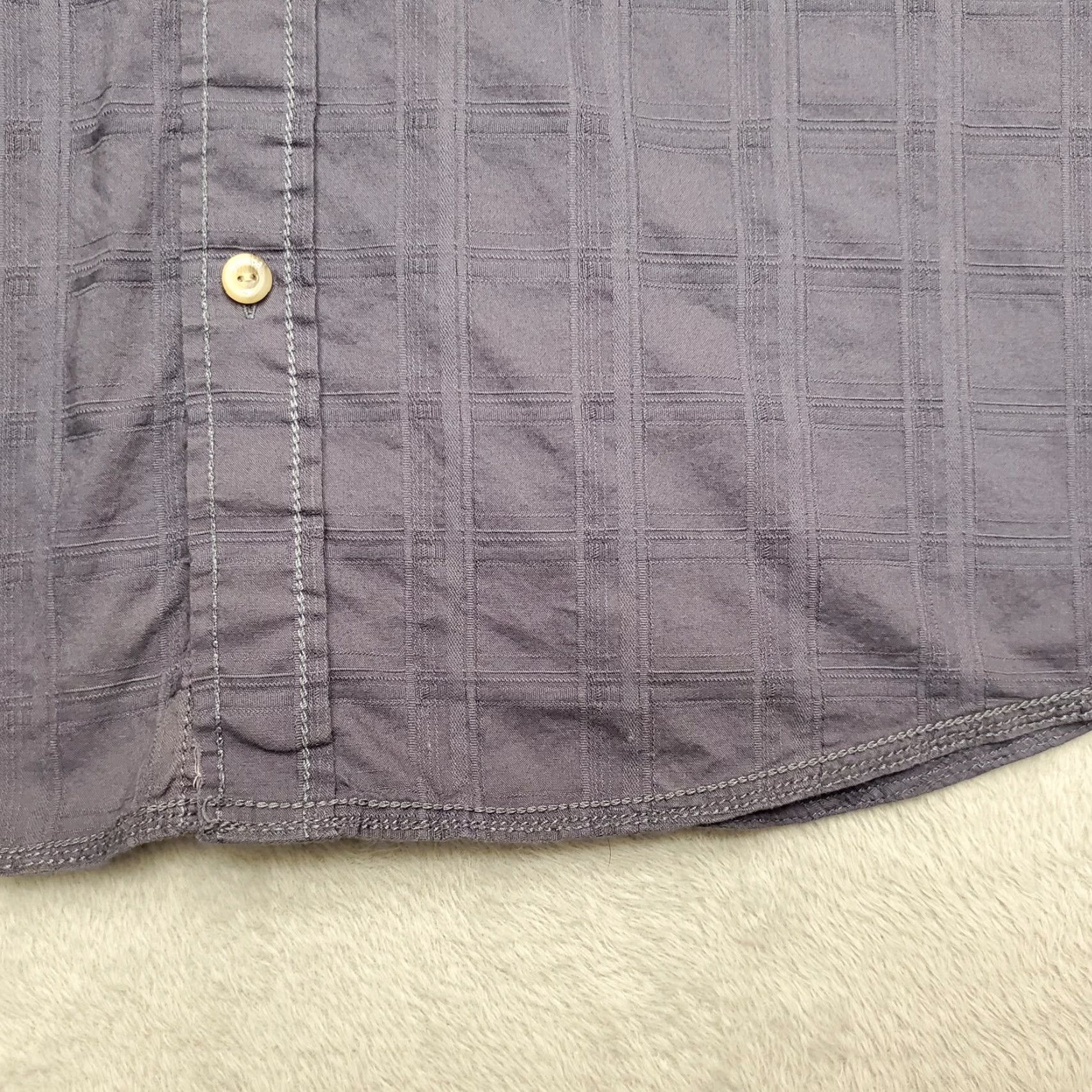 Vintage VINTAGE Method Shirt Mens Large Blue 100% Cotton Textured Check Short Sleeve Casual Size US L / EU 52-54 / 3 - 4 Thumbnail