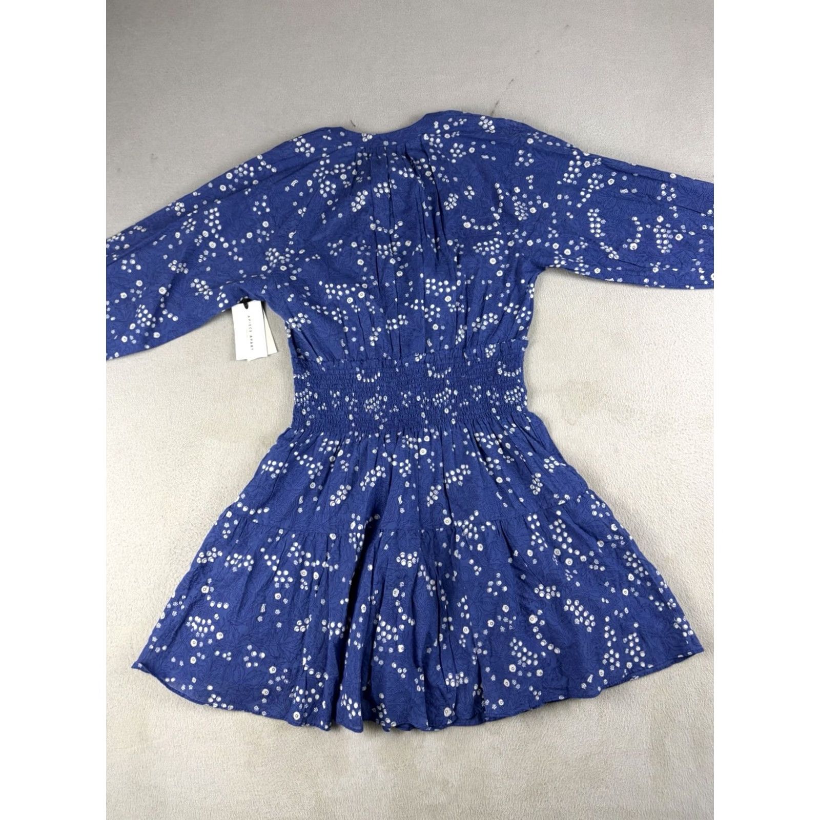 Apiece Apart Apiece Apart Dress La Ventura Mini Dress Womens S Blue Smoked Waist Boho Spots Puff Sleeve Round Neck Button Short Vintage No Size S / US 4 / IT 40 - 5 Thumbnail