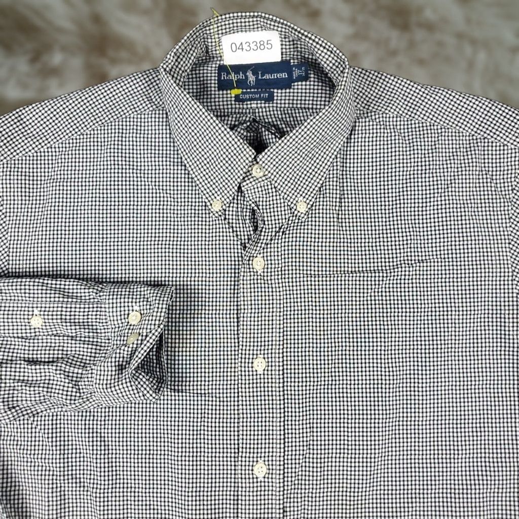 Ralph Lauren Ralph Lauren Dress Shirt Mens 17 Gray Check Long Sleeve Button-Down Regular Fit Size 46R - 1 Thumbnail