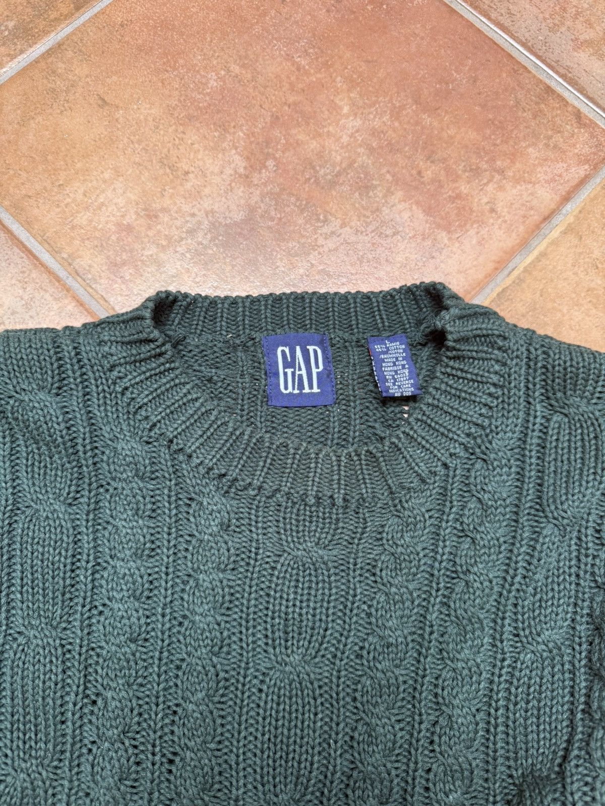 Gap Vintage Forest Green GAP Cable Knit Sweater Size US L / EU 52-54 / 3 - 4 Thumbnail
