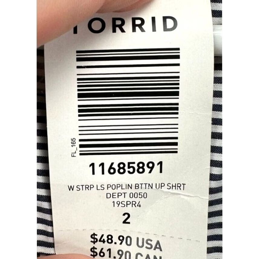 Torrid Torrid Shirt Womens 2 Button-Up Blue Striped Poplin Nylon Blend Ladies NEW Shirt Women XS-2? Size XS / US 0-2 / IT 36-38 - 6 Thumbnail