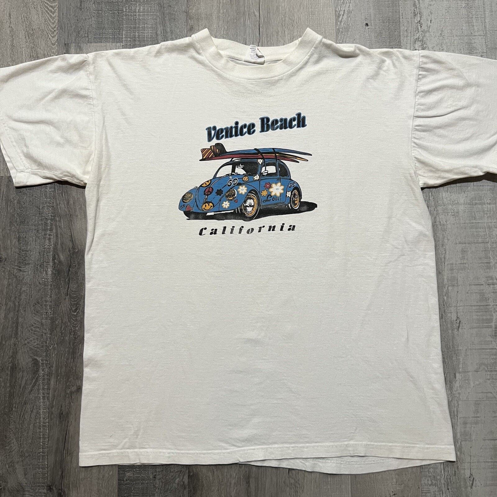 Vintage VTG Venice Beach California Volkswagen White Hippie Shirt XL Size US XL / EU 56 / 4 - 1 Thumbnail
