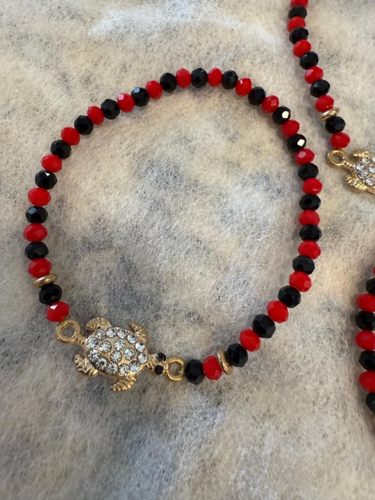 Other Stretch turtle rhinestone bracelets set of 3 black red Size ONE SIZE - 2 Thumbnail
