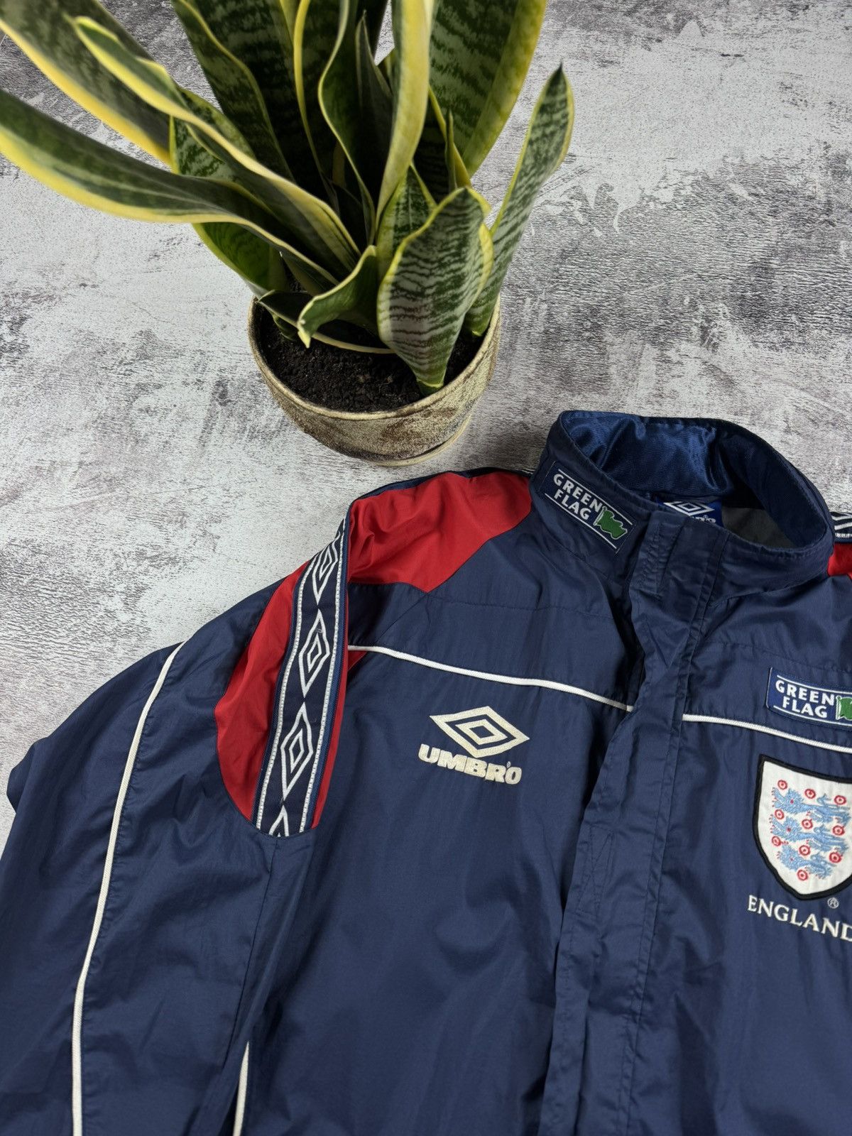 Umbro England 1996 Football Track Jacket Green Flag Windbreaker Size US L / EU 52-54 / 3 - 6 Thumbnail
