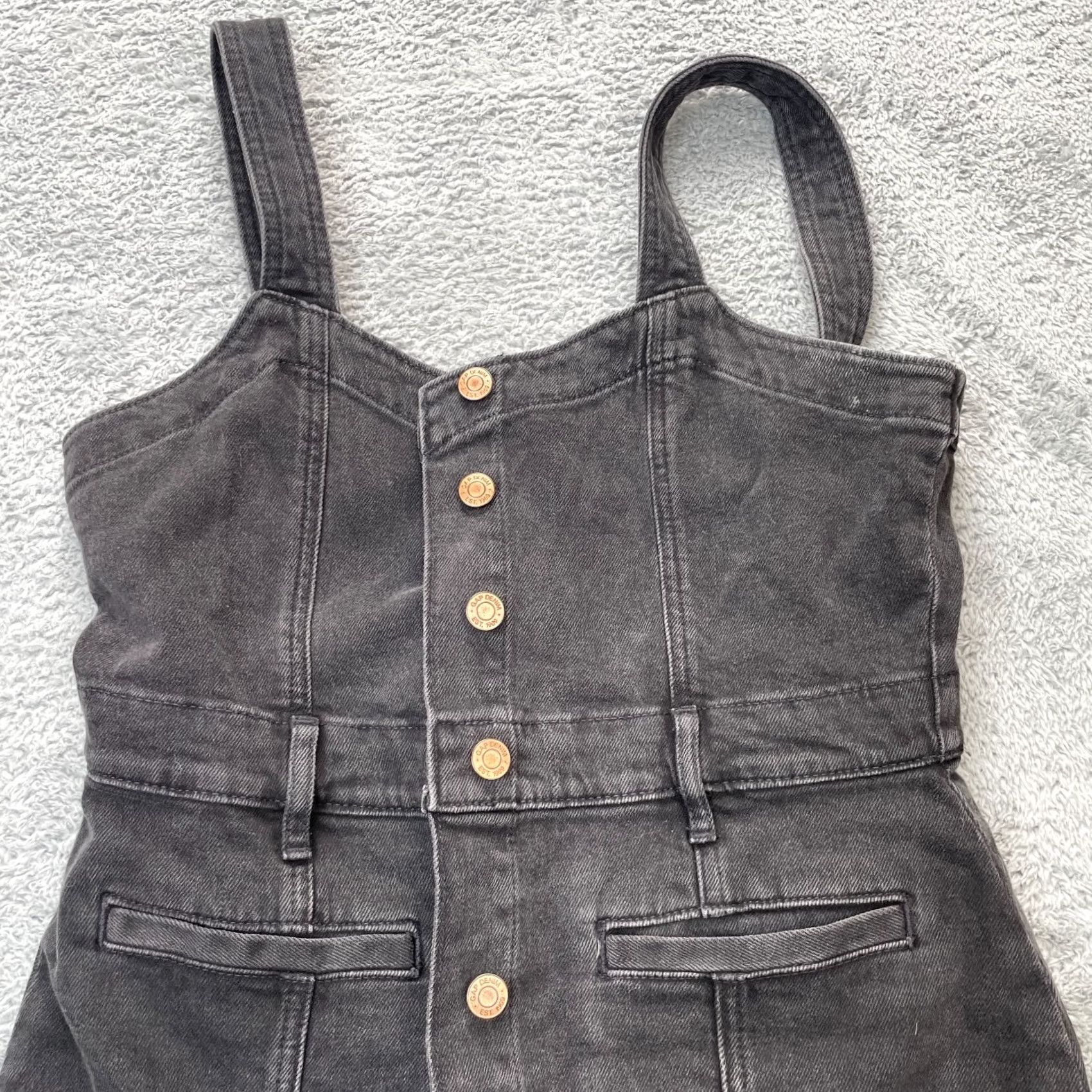 Gap VINTAGE Gap Dress Womens 6P Black Mini Denim Sweetheart Neck Sleeveless Button Front Size M / US 6-8 / IT 42-44 - 5 Thumbnail