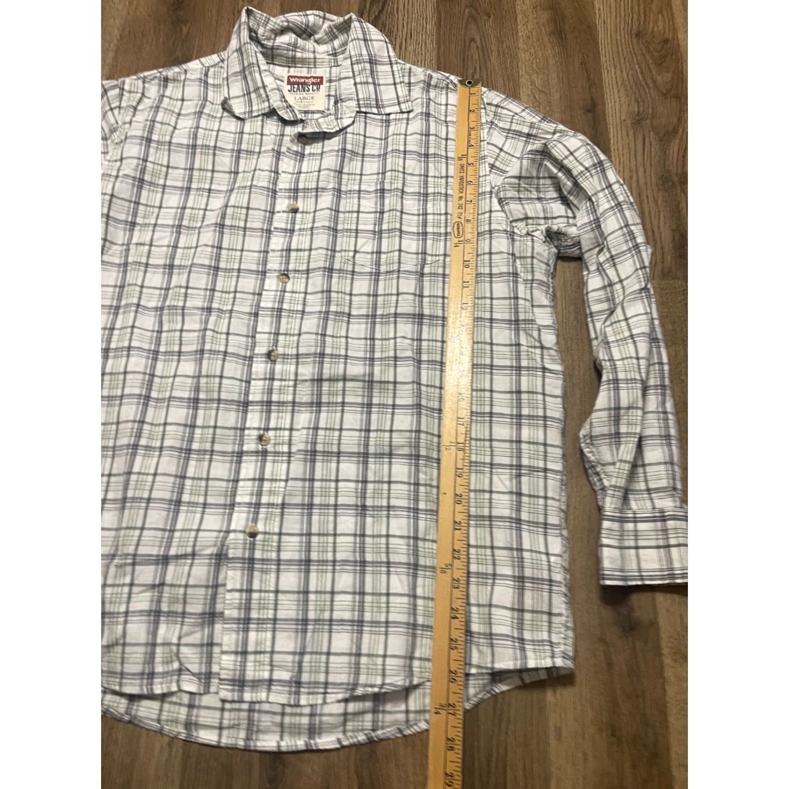 Wrangler Wrangler Jean Co. Shirt Mens Large Green Plaid Button Up Casual Western Cotton Shirt L Regular Size US L / EU 52-54 / 3 - 7 Thumbnail