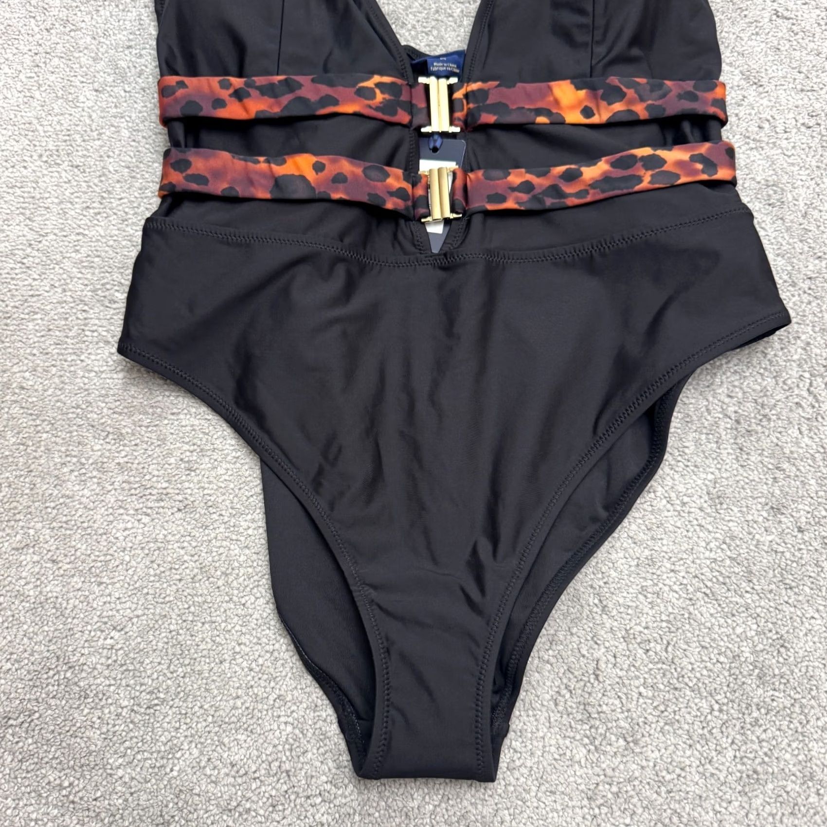 Vintage Fox & Royal One Piece Beach Leopard Belted Swimwear Bodysuit M Black Animal Print Velcro? Size M / US 6-8 / IT 42-44 - 5 Thumbnail