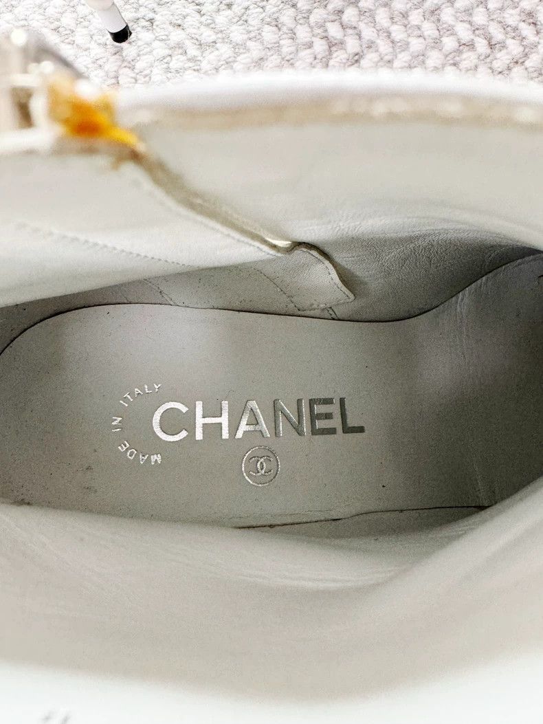 Chanel Chanel White Ankle Boots with Black Tips -2505 Size US 6 / IT 36 - 4 Thumbnail