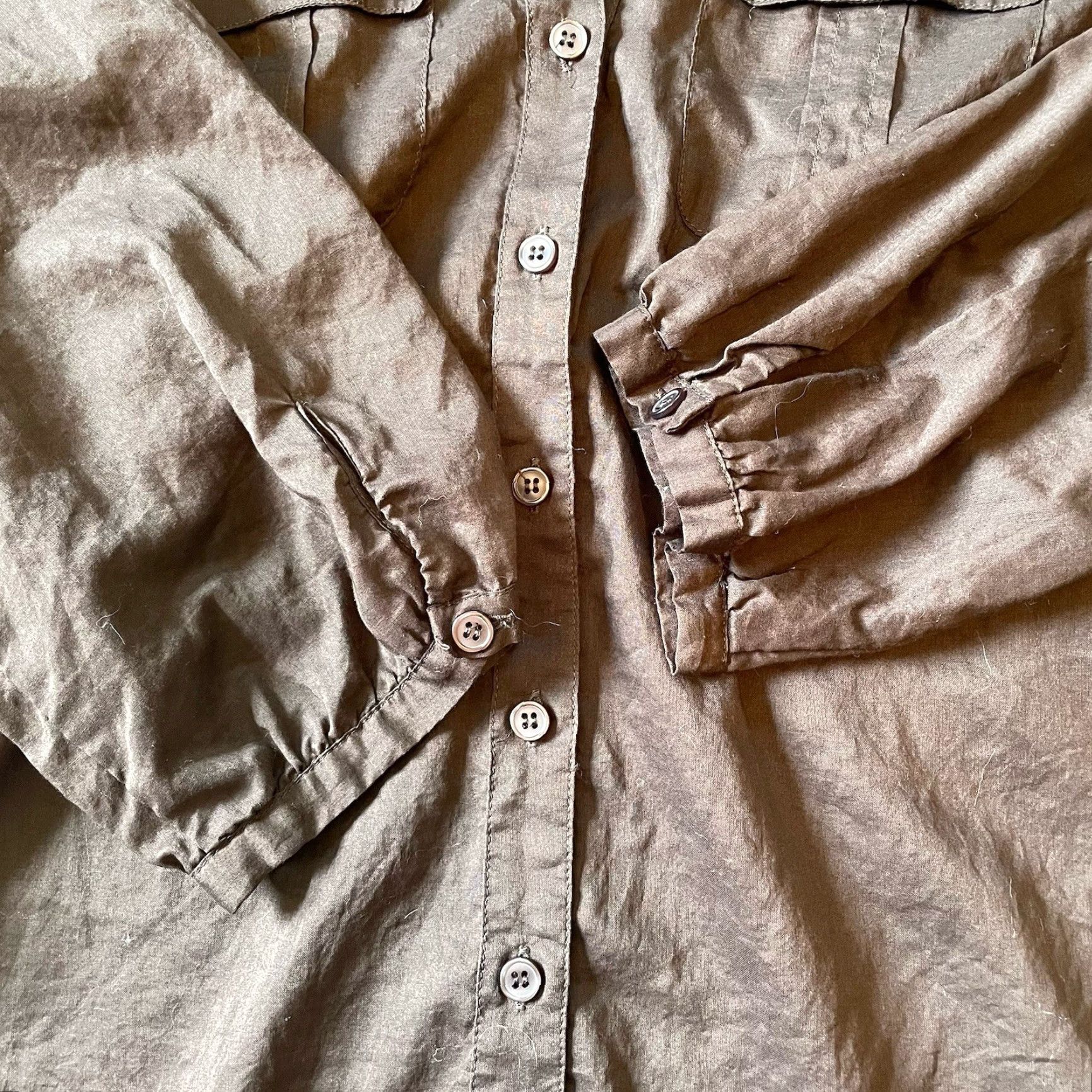 Vintage Chico’s Button-Up Shirt Brown Cotton 3/4 Sleeve Small Chico’s 0 Women Regular Size Small Button-Up Casual Knits Lightweight Pockets Size S / US 4 / IT 40 - 7 Thumbnail