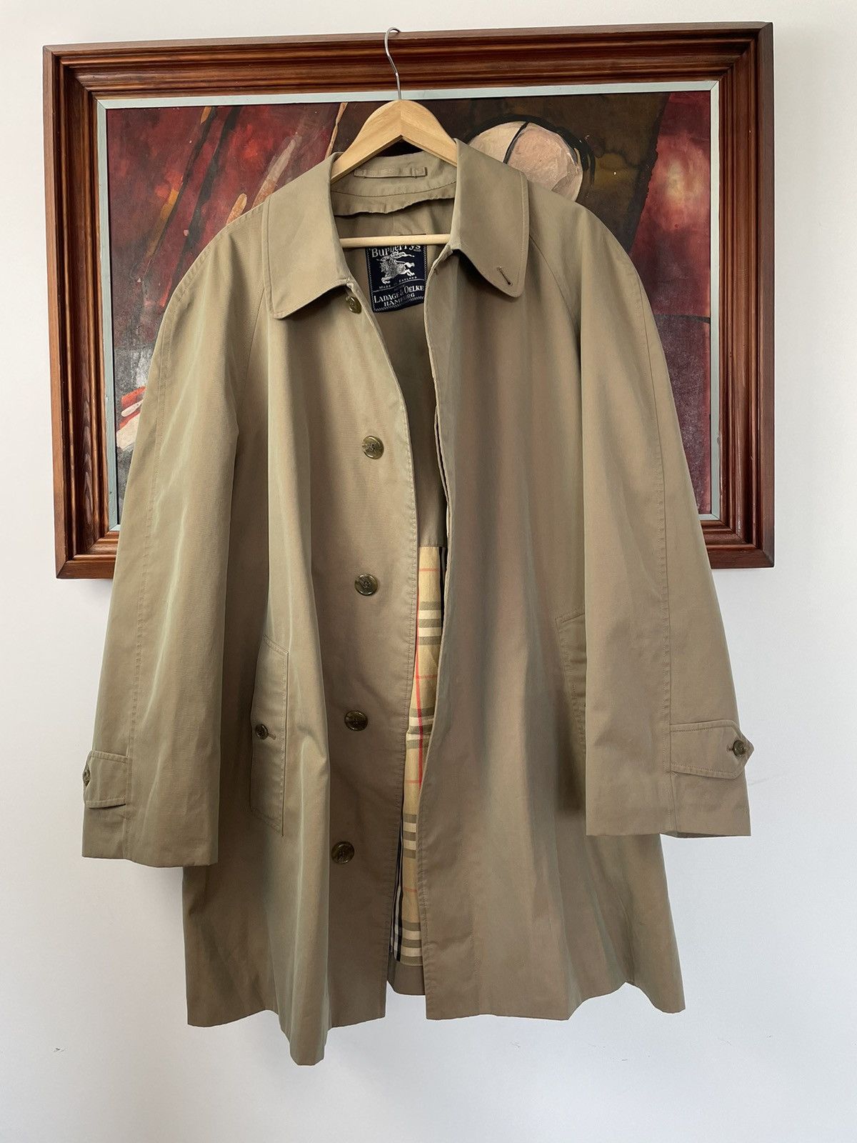 image of Vintage Burberry Nova Check Coat Jacket Designer Hype in Beige, Men's (Size Large)