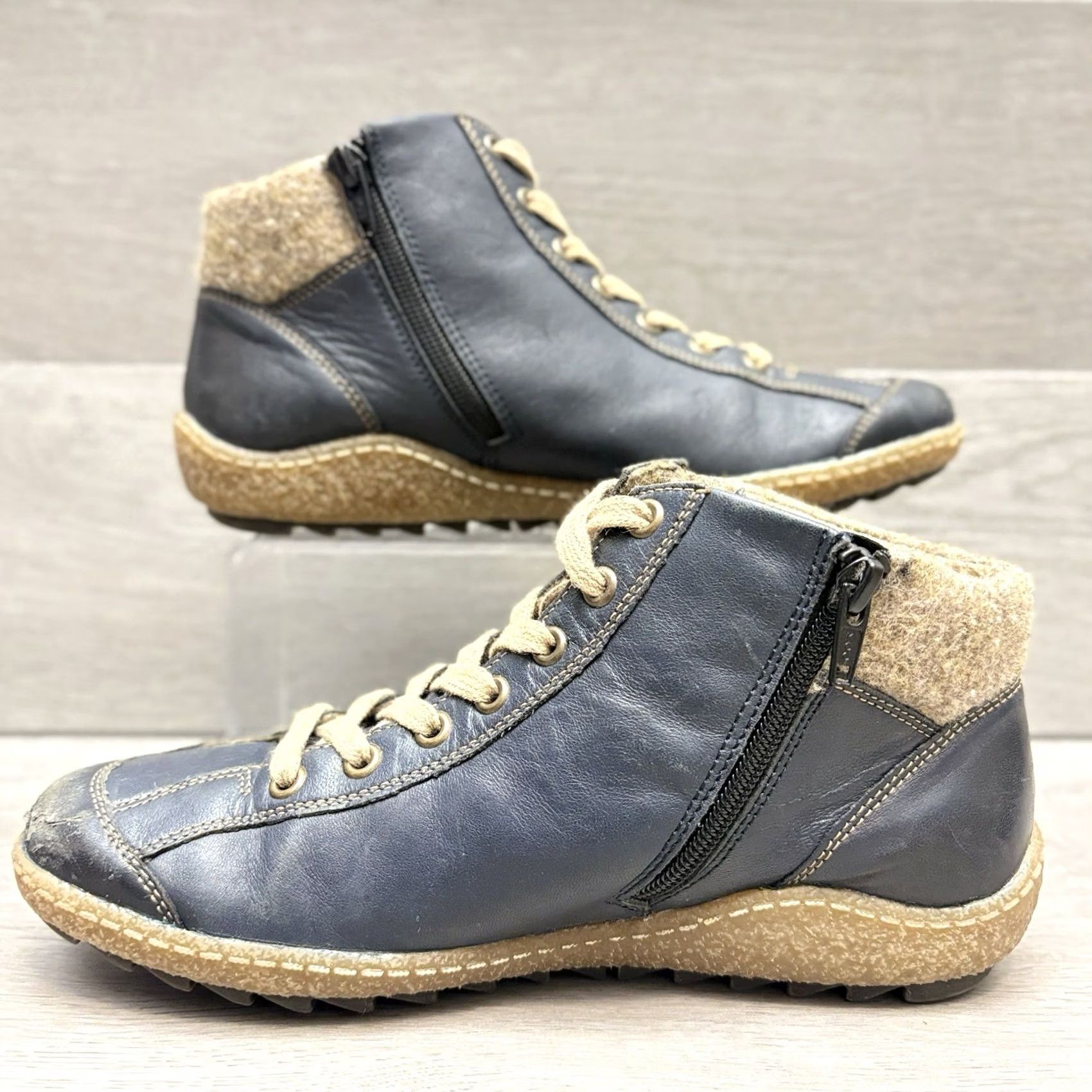 Rieker Rieker Remonte Boots R4775-14 Navy Leather Side Zip Lace Up Ankle EU 38 – Pre-owned Condition Size US 7 / IT 37 - 6 Thumbnail