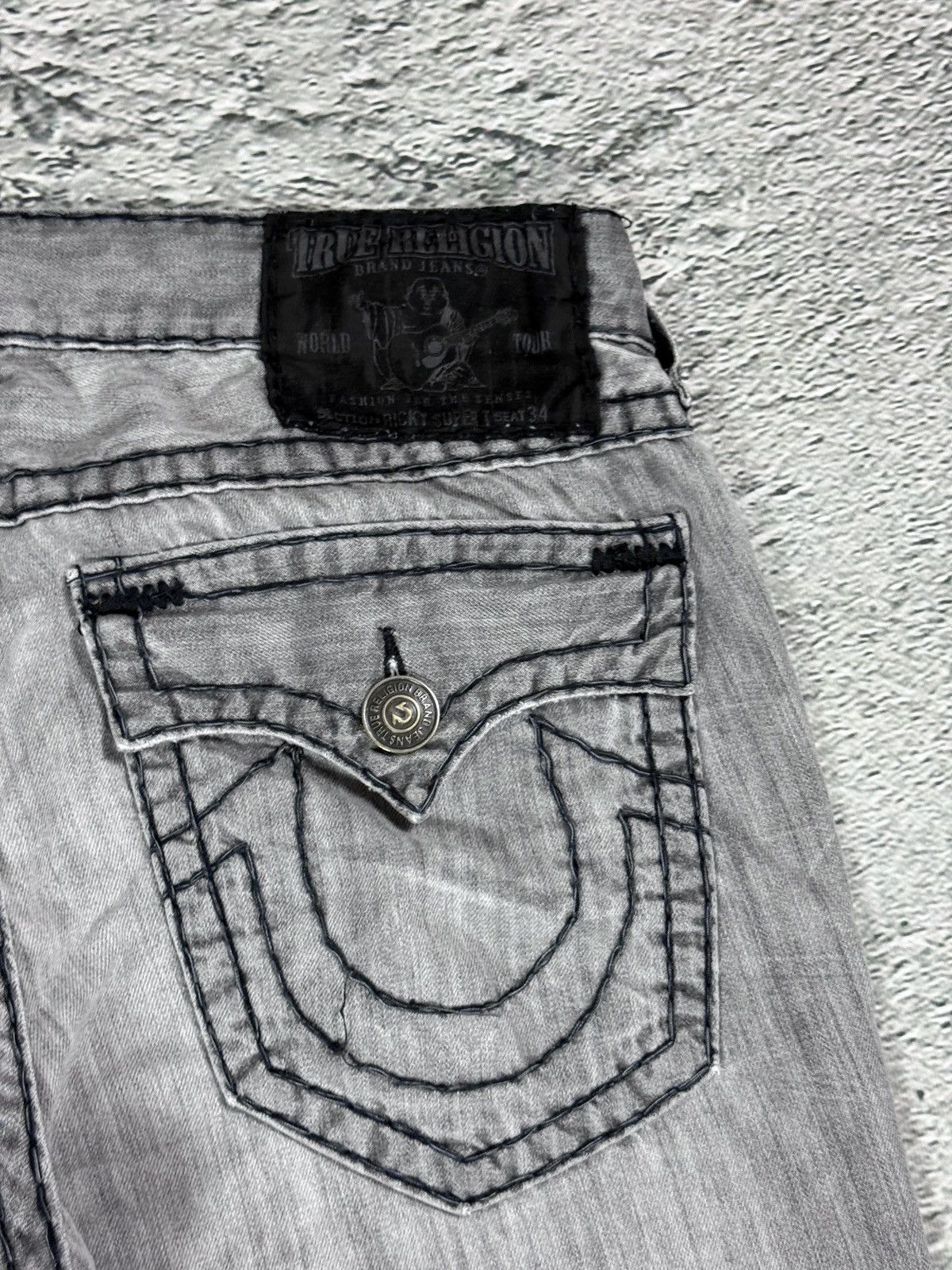 True Religion True Religion grey jeans black thick stitching Y2K Logan Size US 36 / EU 52 - 4 Thumbnail