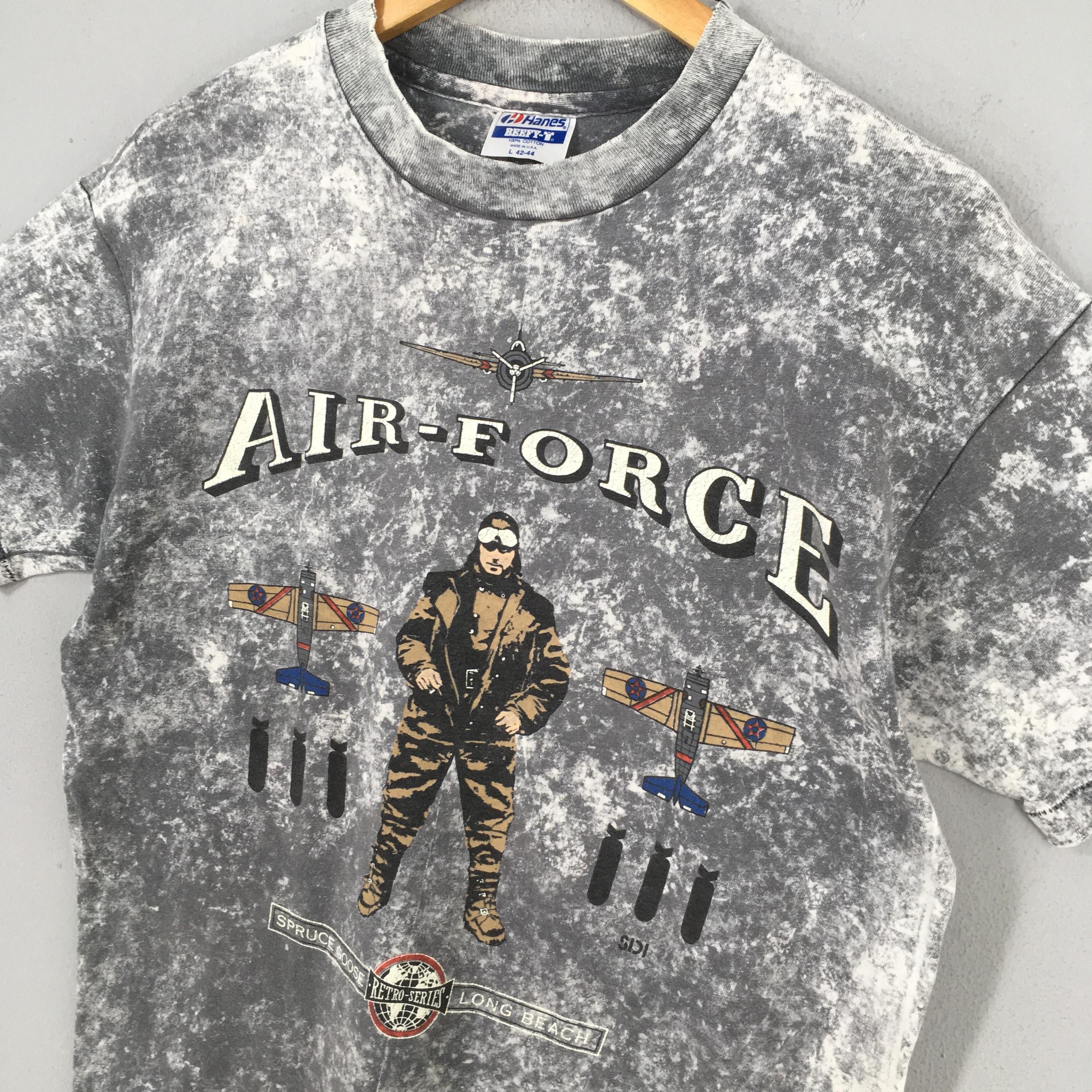 Vintage 90s Air Force Retro Series Overdyed Gray T shirt Large Size US L / EU 52-54 / 3 - 3 Thumbnail