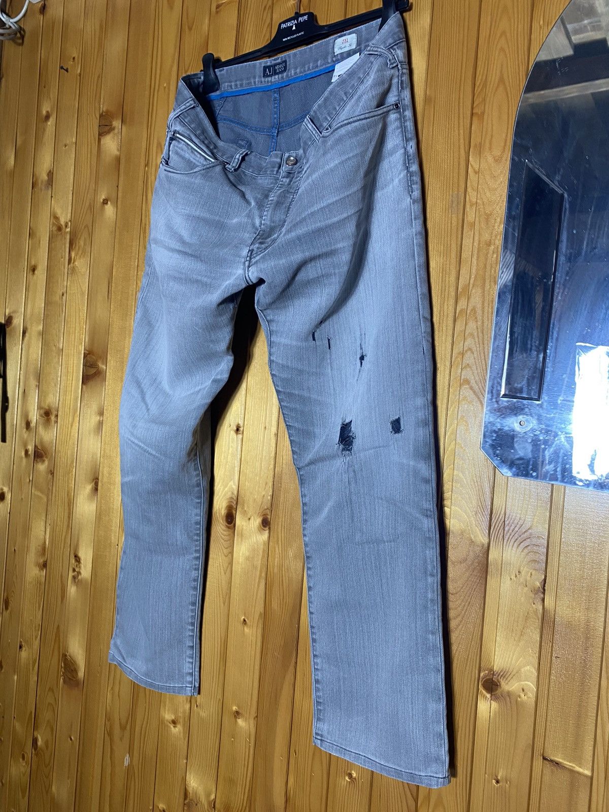 Emporio Armani Armani jeans distressed metal logo on back Y2K vintage 90s Size US 38 / EU 54 - 3 Thumbnail