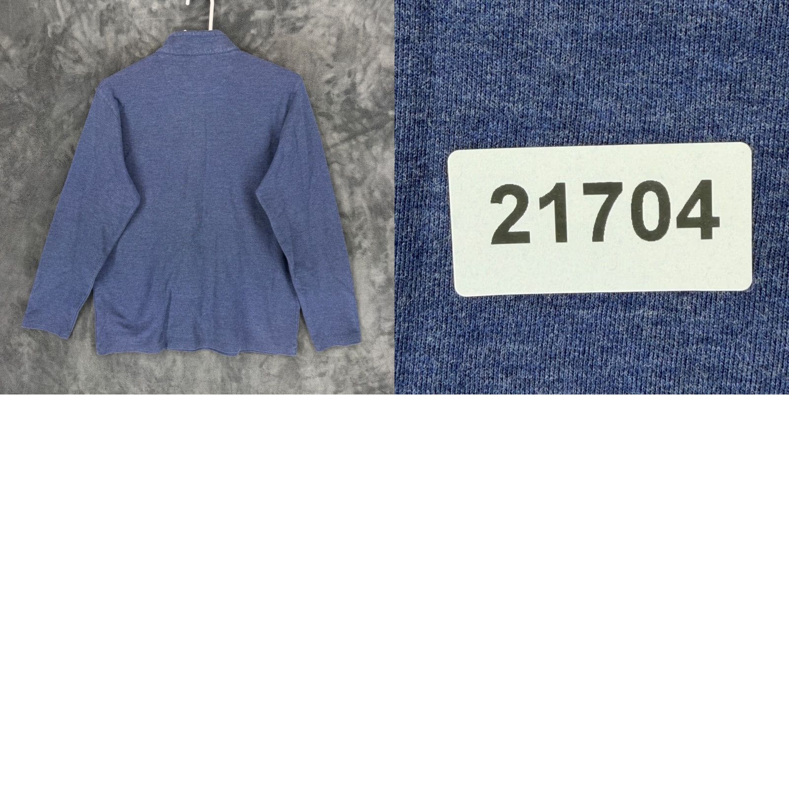 Mizzen+Main Mizzen+Main Mens Blue Heather Quarter Zip Pullover Sweater Large Cotton Modal Size US L / EU 52-54 / 3 - 8 Thumbnail