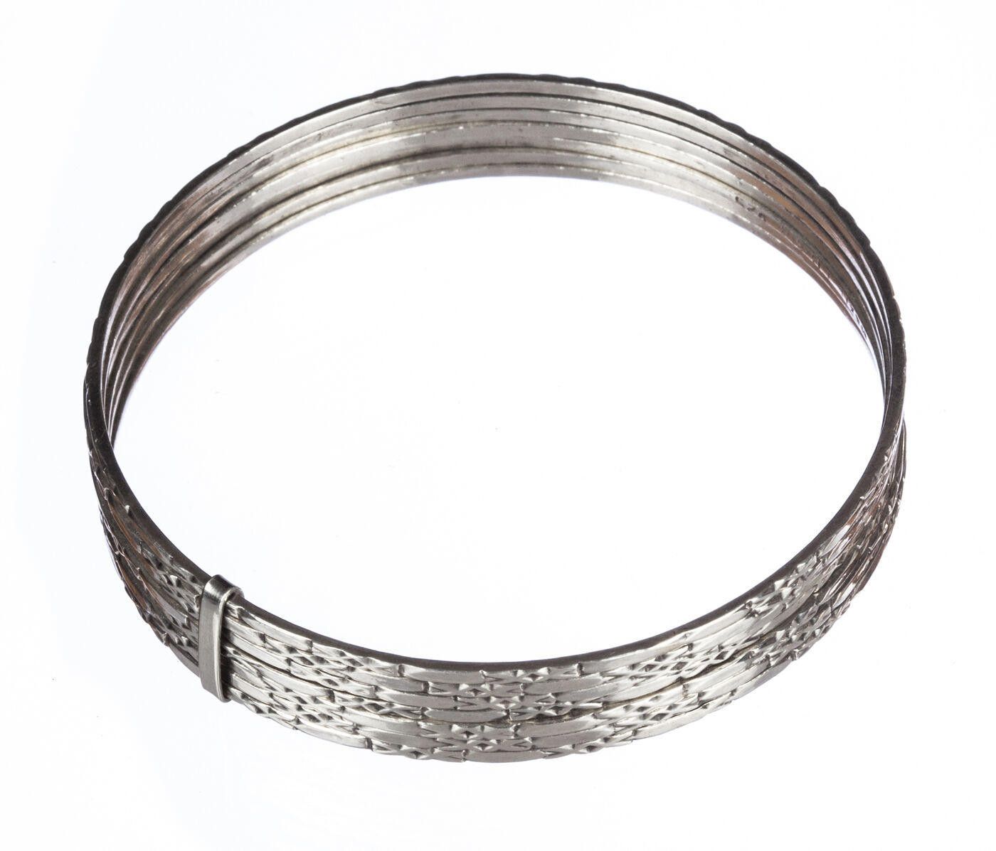 Sterling Silver Mexican Etched Sterling Silver Bangle Set Size ONE SIZE - 2 Thumbnail